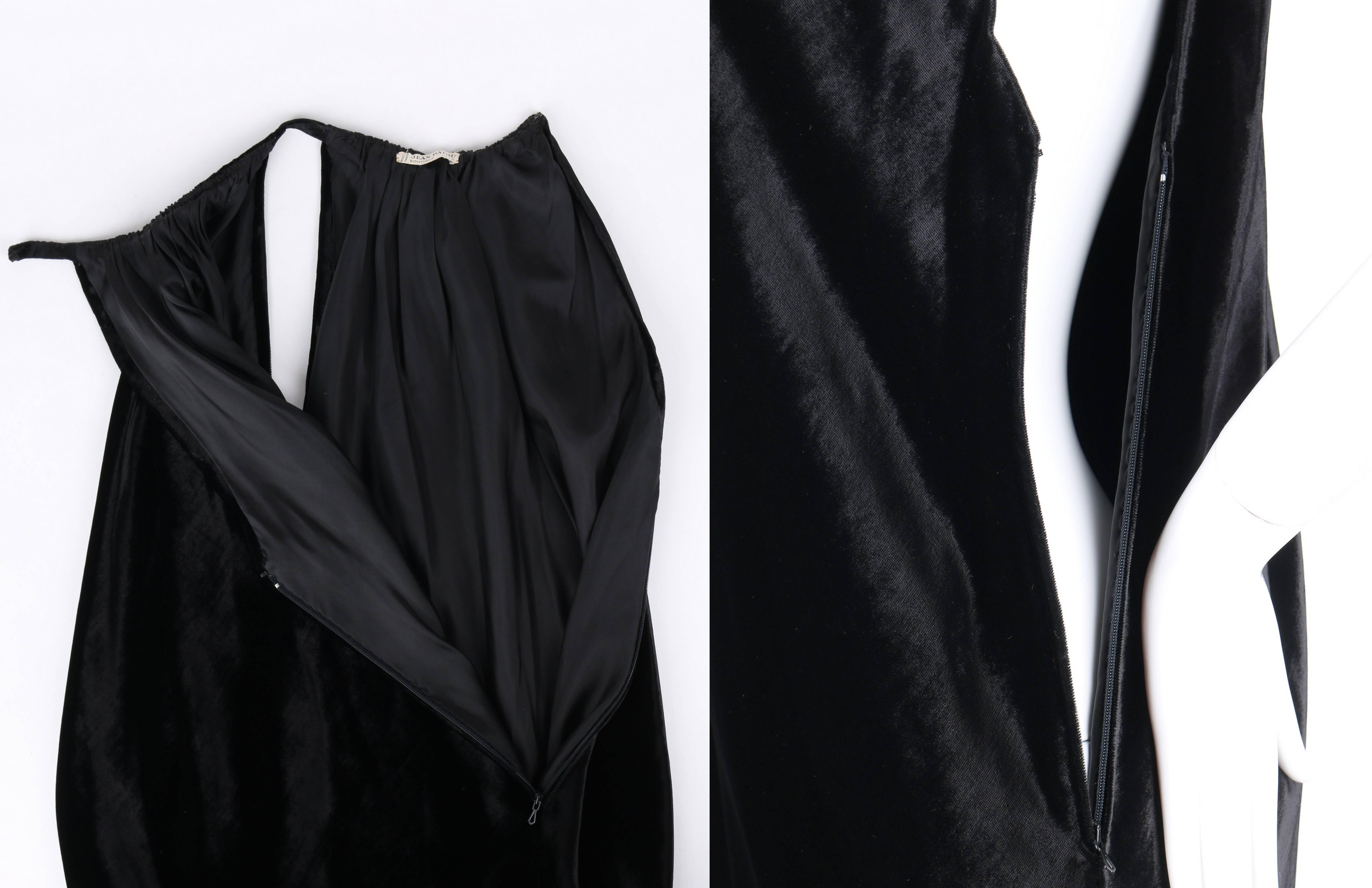 JEAN PATOU c.1970's JEAN PAUL GAULTIER 3 Pc Velvet Collar Wrap Cape Dress Gown For Sale 1