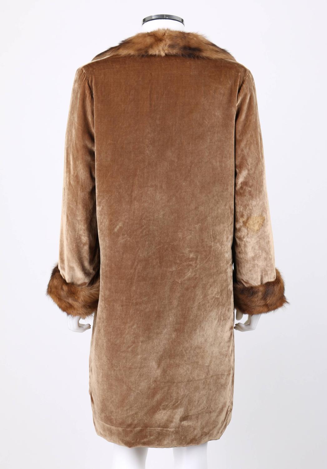 JEAN PATOU Couture c.1920s Bronze Fur Trim Velvet Drop Waist Evening ...
