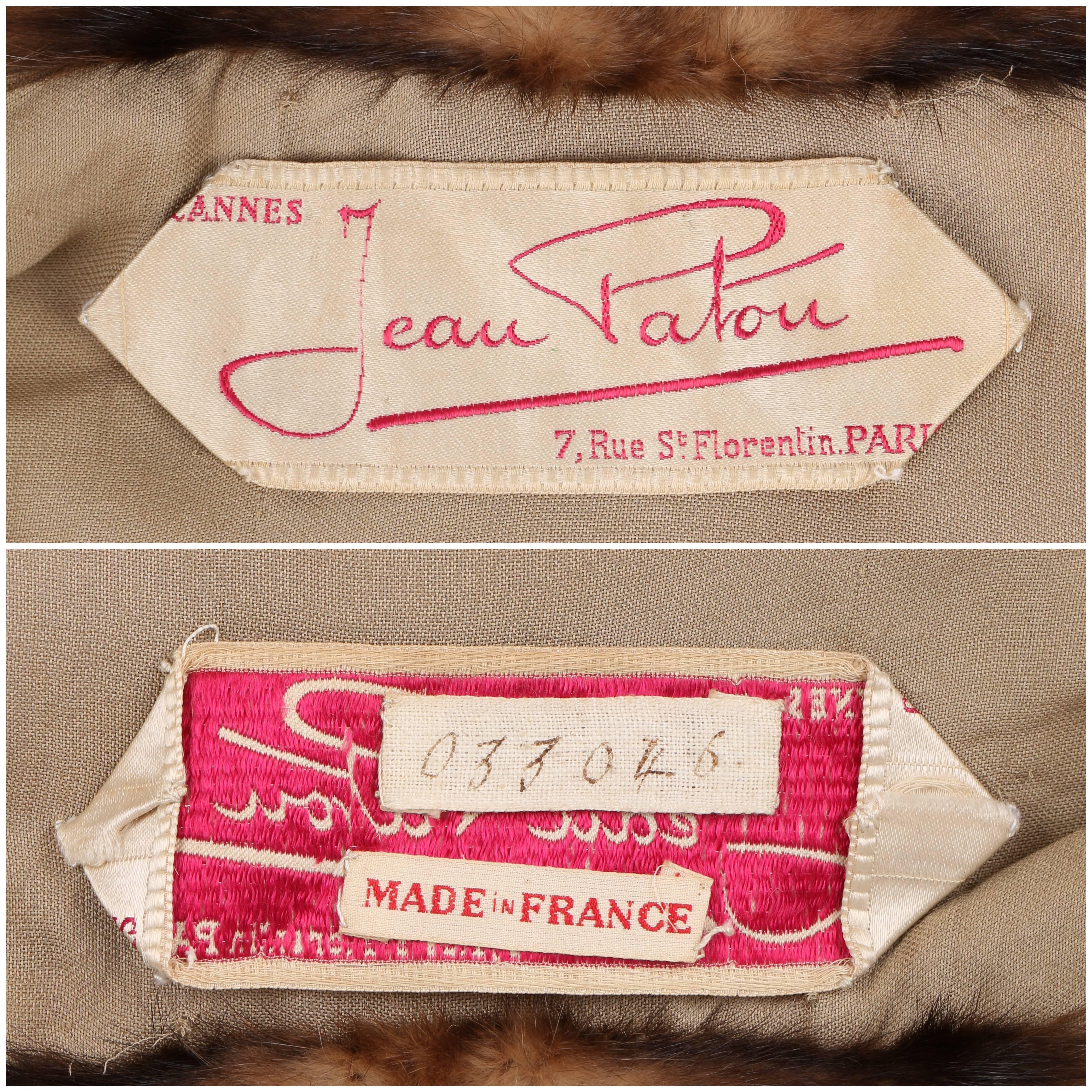 JEAN PATOU Couture c.1920s Bronze Fur Trim Velvet Drop Waist Evening Jacket Coat In Good Condition For Sale In Thiensville, WI