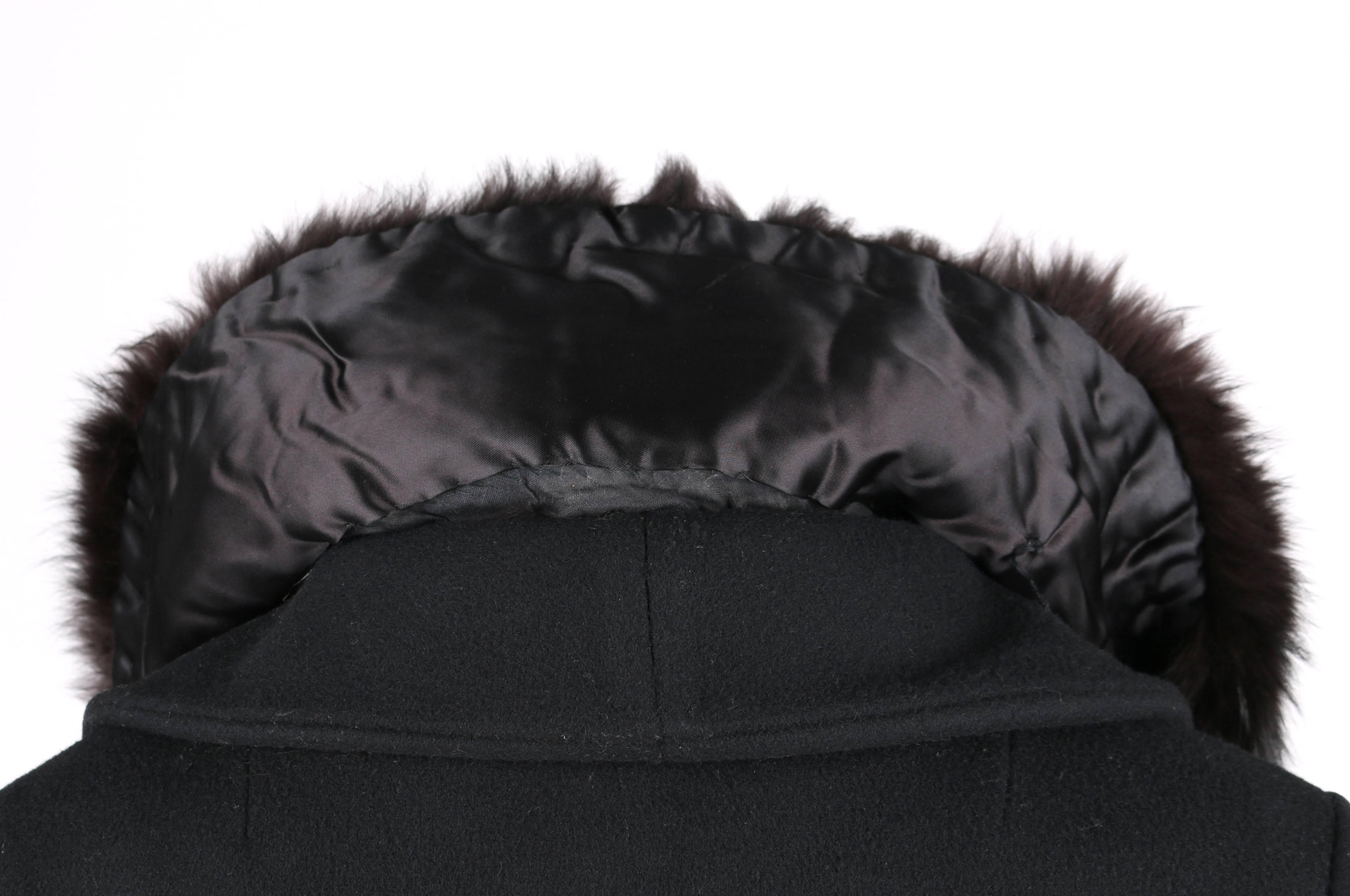 FEMINELLA c.1960's Black Fox Fur Wool Long Princess Coat Jacket 1