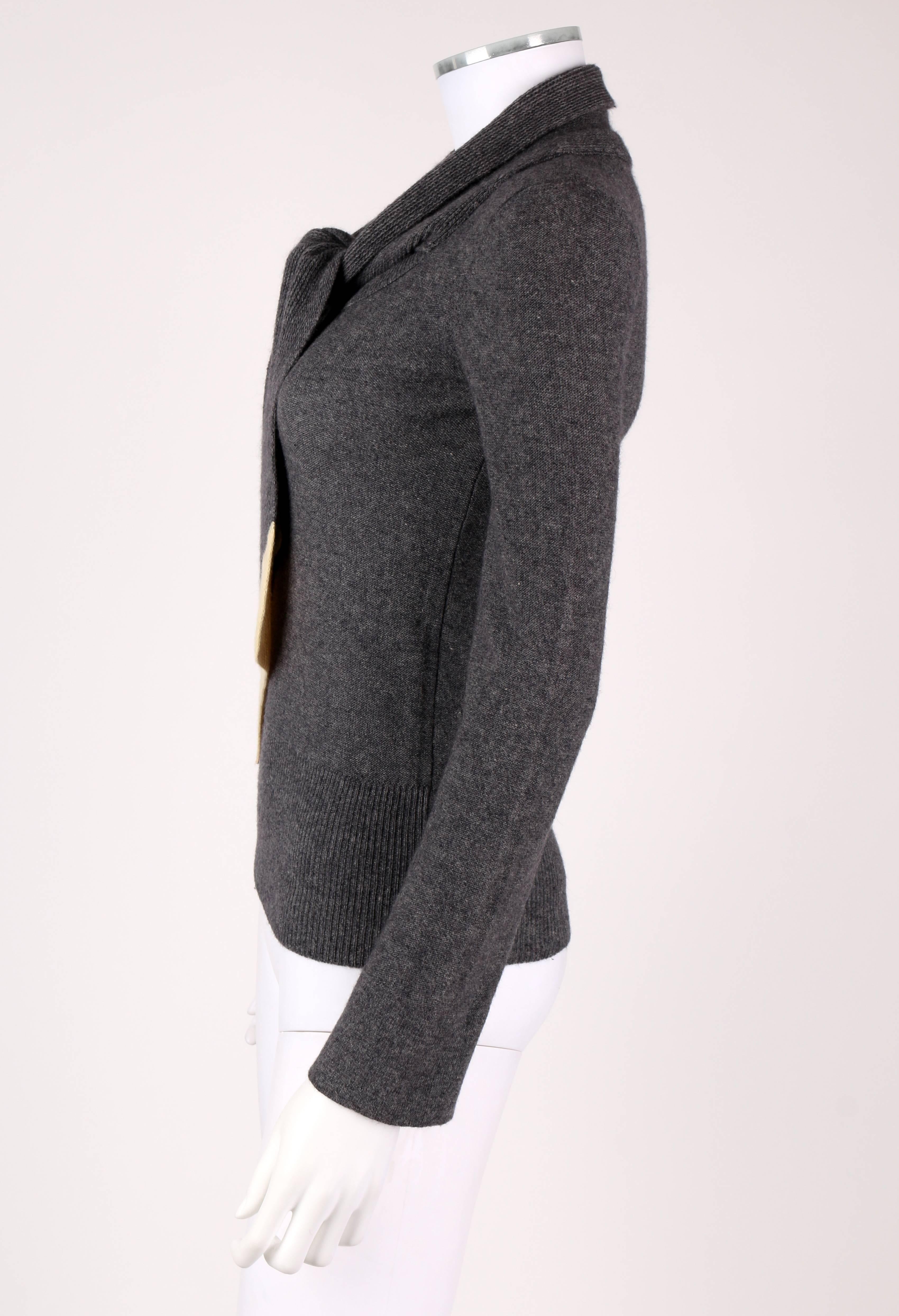 SONIA RYKIEL Chez Henri Bendel c.1960's Gray Wool Knit Scarf Pullover Sweater 1