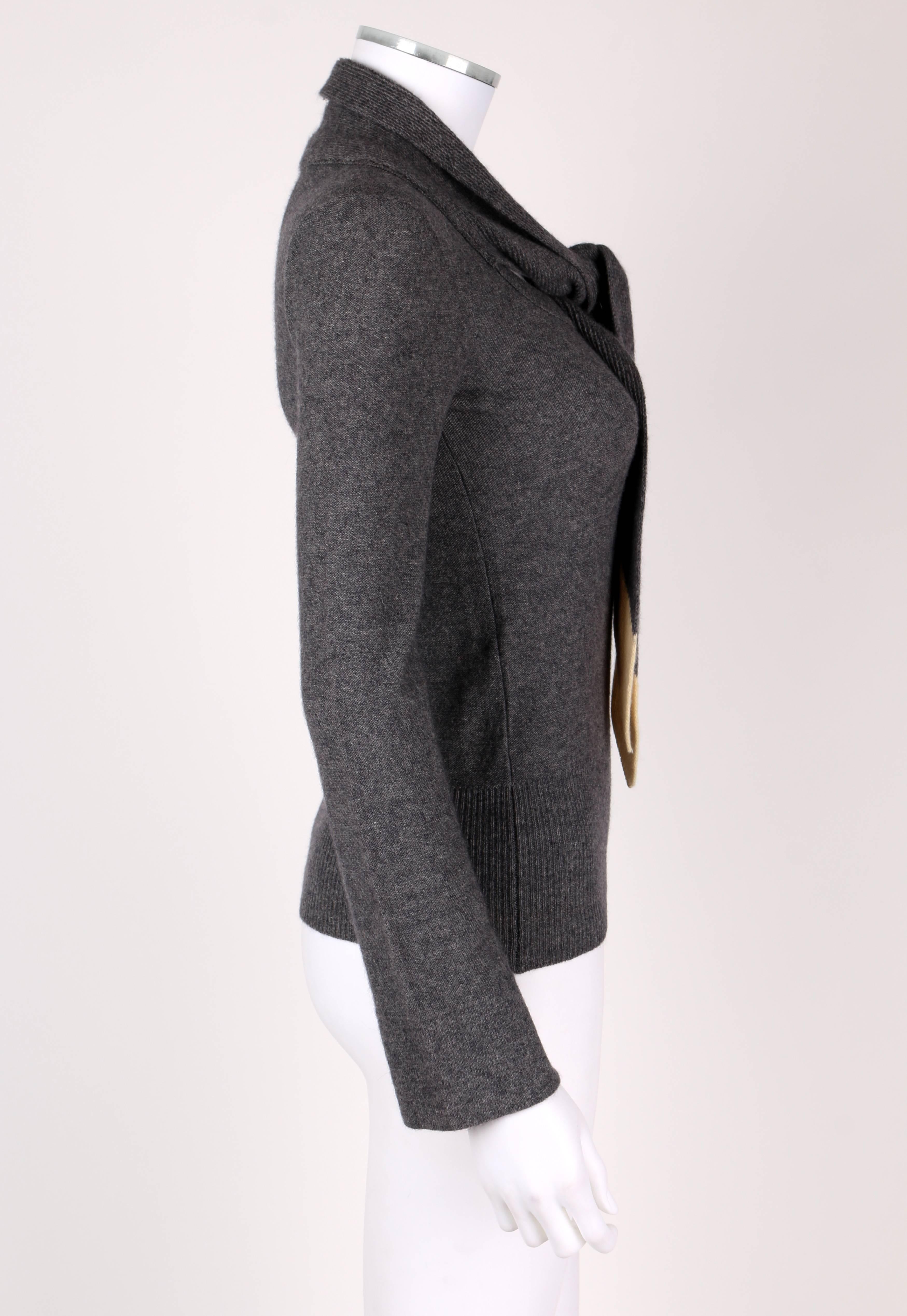 SONIA RYKIEL Chez Henri Bendel c.1960's Gray Wool Knit Scarf Pullover Sweater In Excellent Condition In Thiensville, WI