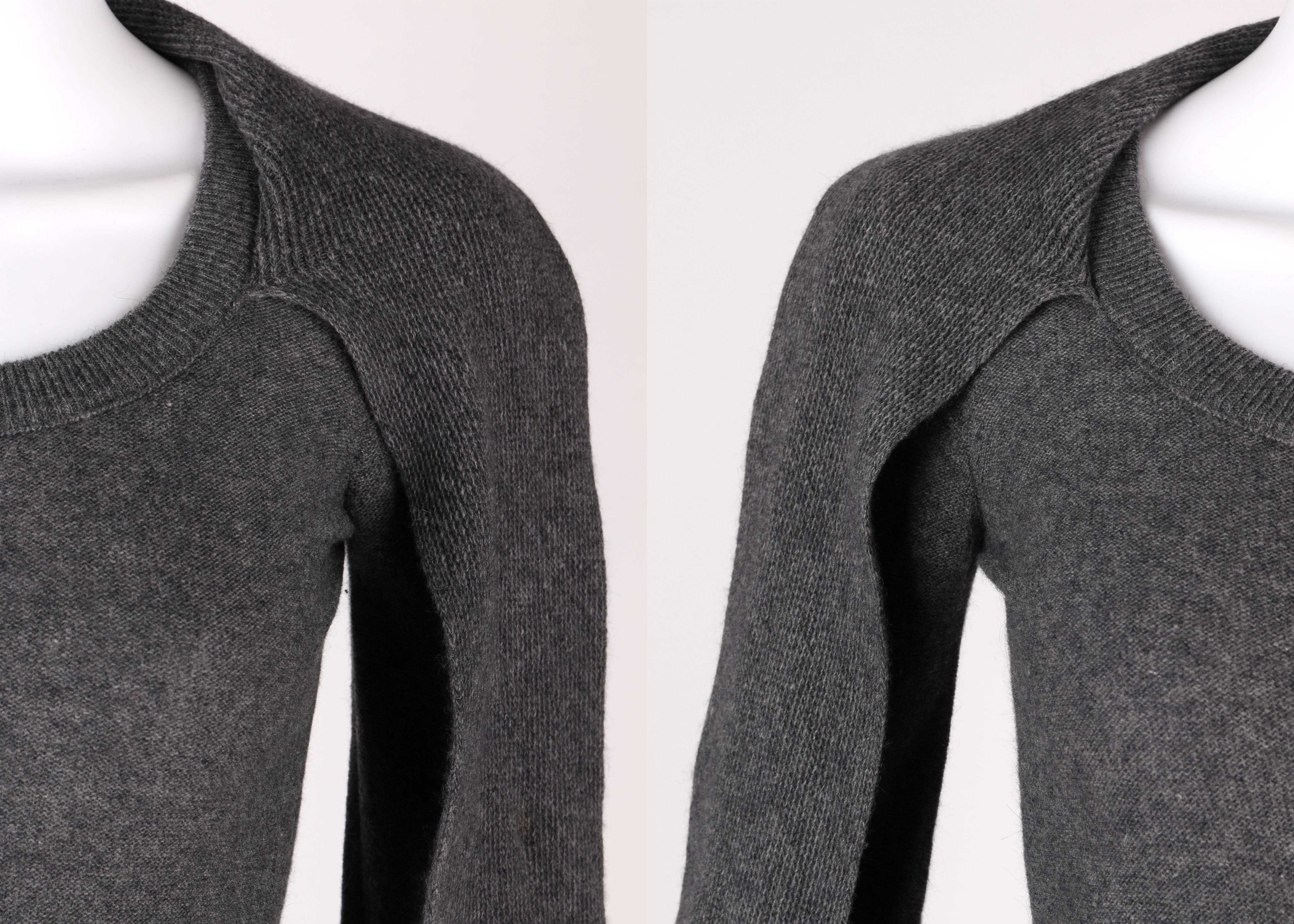 SONIA RYKIEL Chez Henri Bendel c.1960's Gray Wool Knit Scarf Pullover Sweater 2