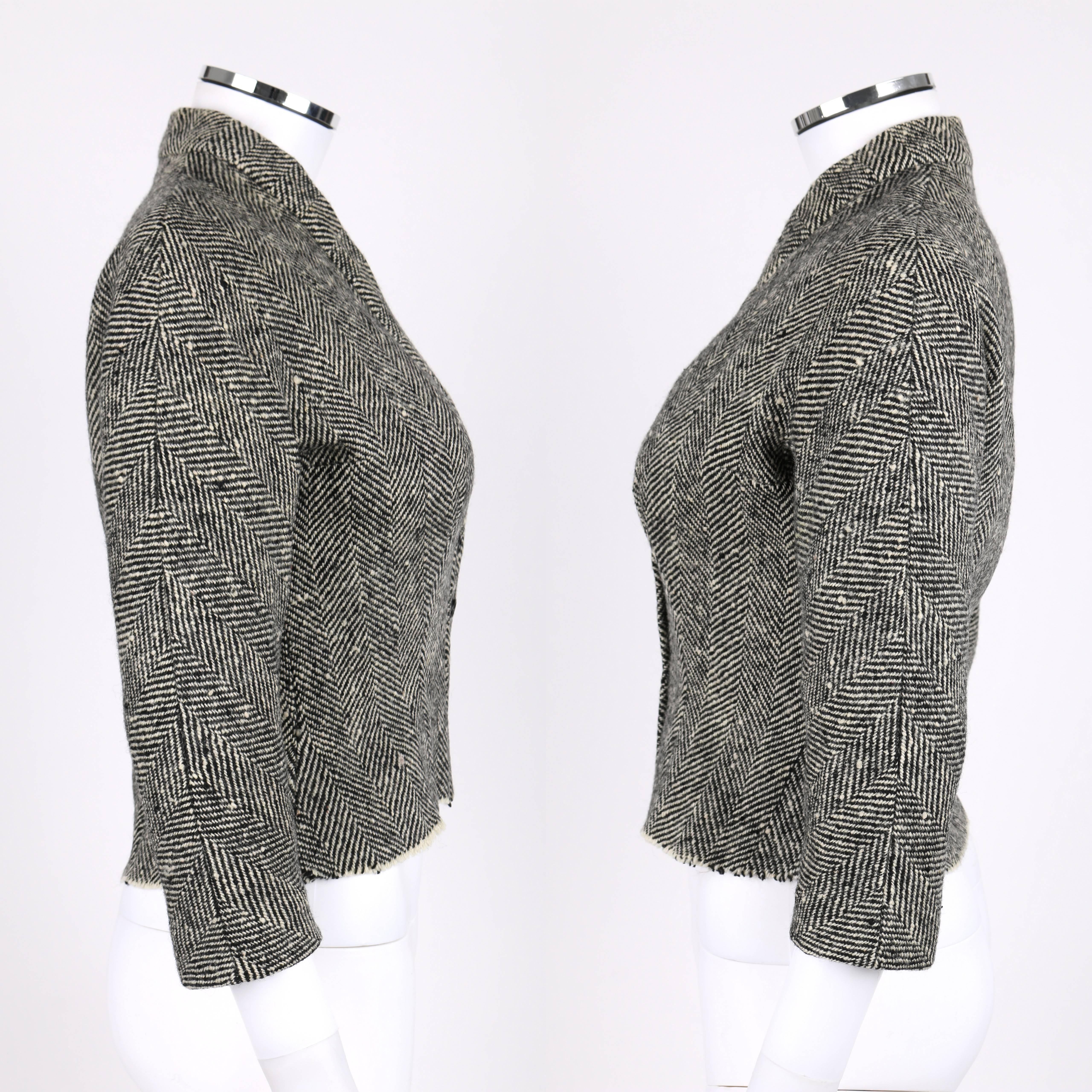 HUBERT DE GIVENCHY ca. 1952 Haute Couture Nummer „H97“ Fischgrät-Wolljacke im Zustand „Gut“ im Angebot in Thiensville, WI