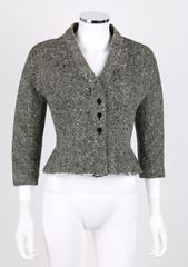 HUBERT DE GIVENCHY c.1952 Haute Couture Number "H97" Herringbone Wool Jacket