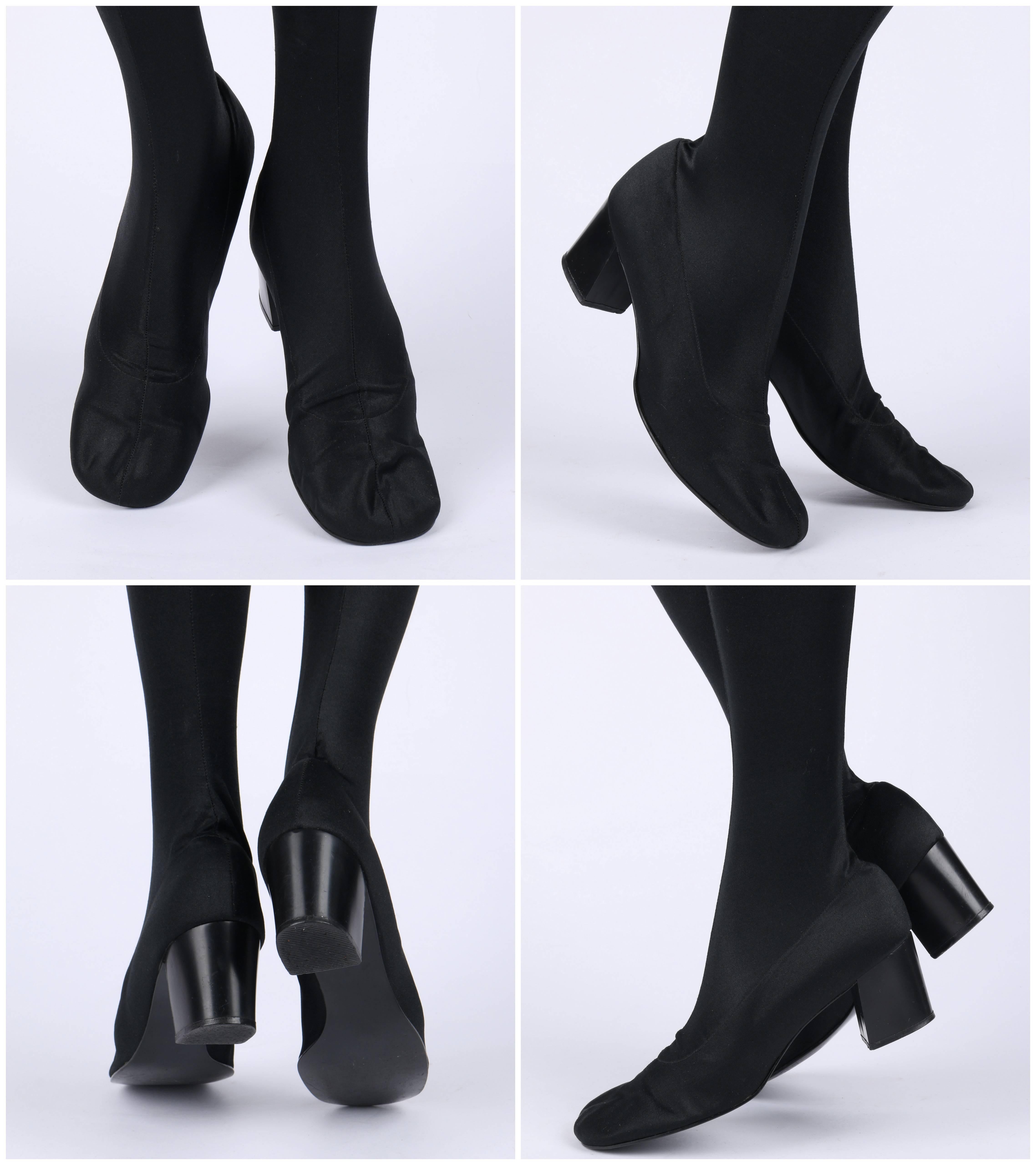 PAN-T-BOOTS ca. 1960er Jahre Massivschwarze Stretch-Legginghose mit hoher Taille und Hose, Stiefeln und Schuhe Damen im Angebot