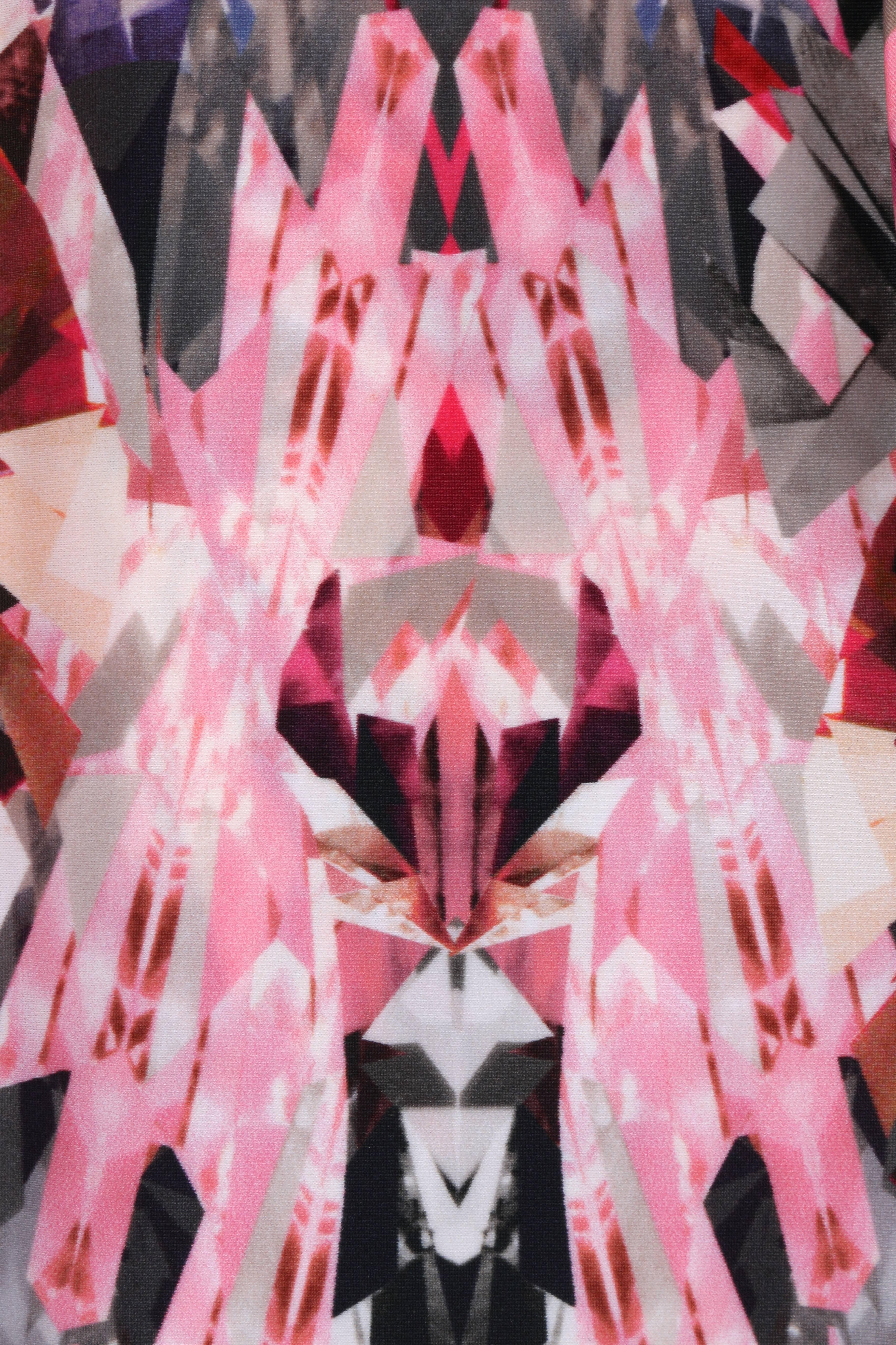 ALEXANDER MCQUEEN S/S 2009 Pink Crystal Kaleidoscope Print Leggings Pants Sz XS 3