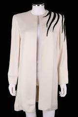 BOB MACKIE c.1980's I. Magnin Ivory Embellished Beaded Rooster Blazer Jacket