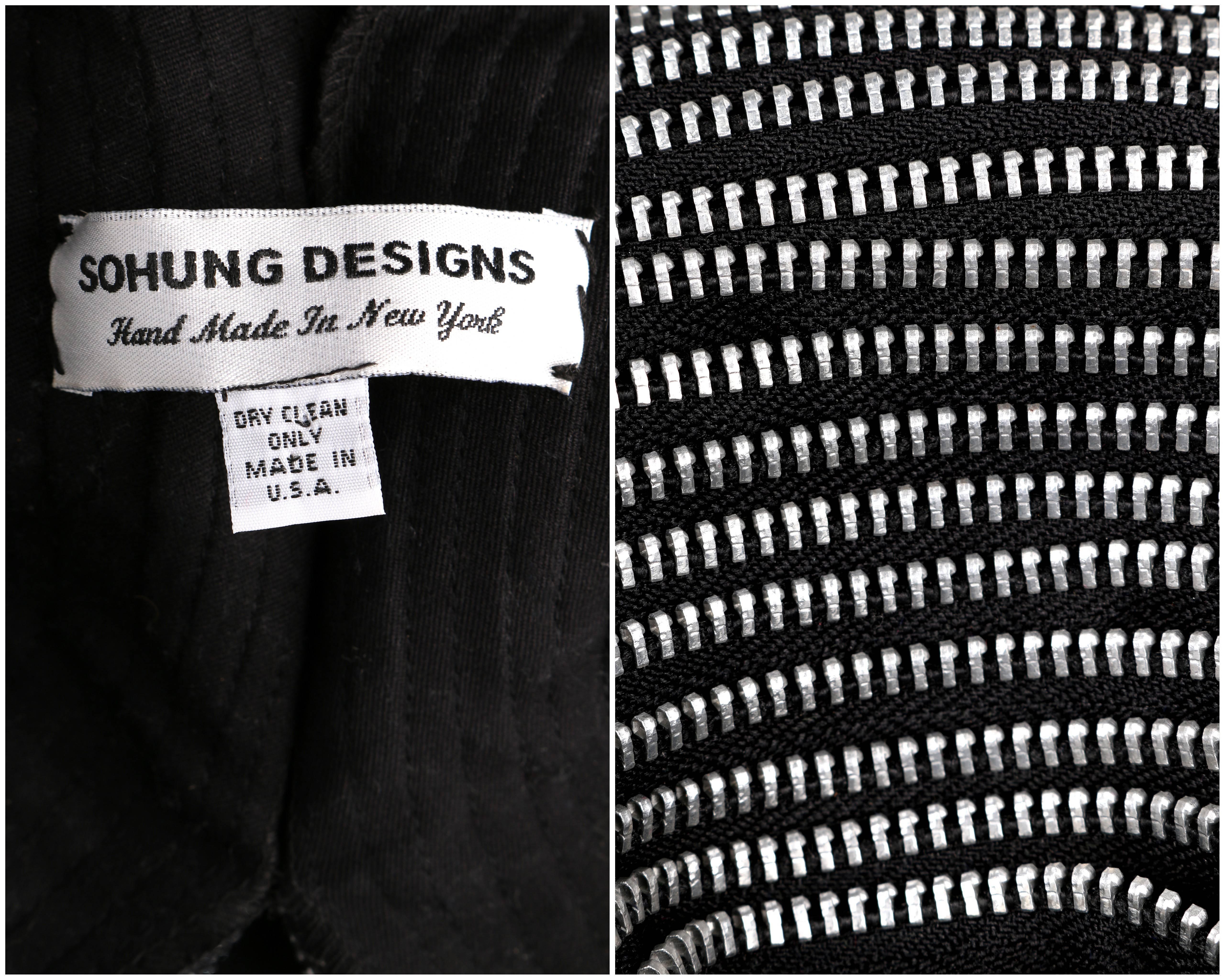 SOHUNG DESIGNS c.2010 Hand Made Black Silver Zipper Trim Structured Bolero Vest 3