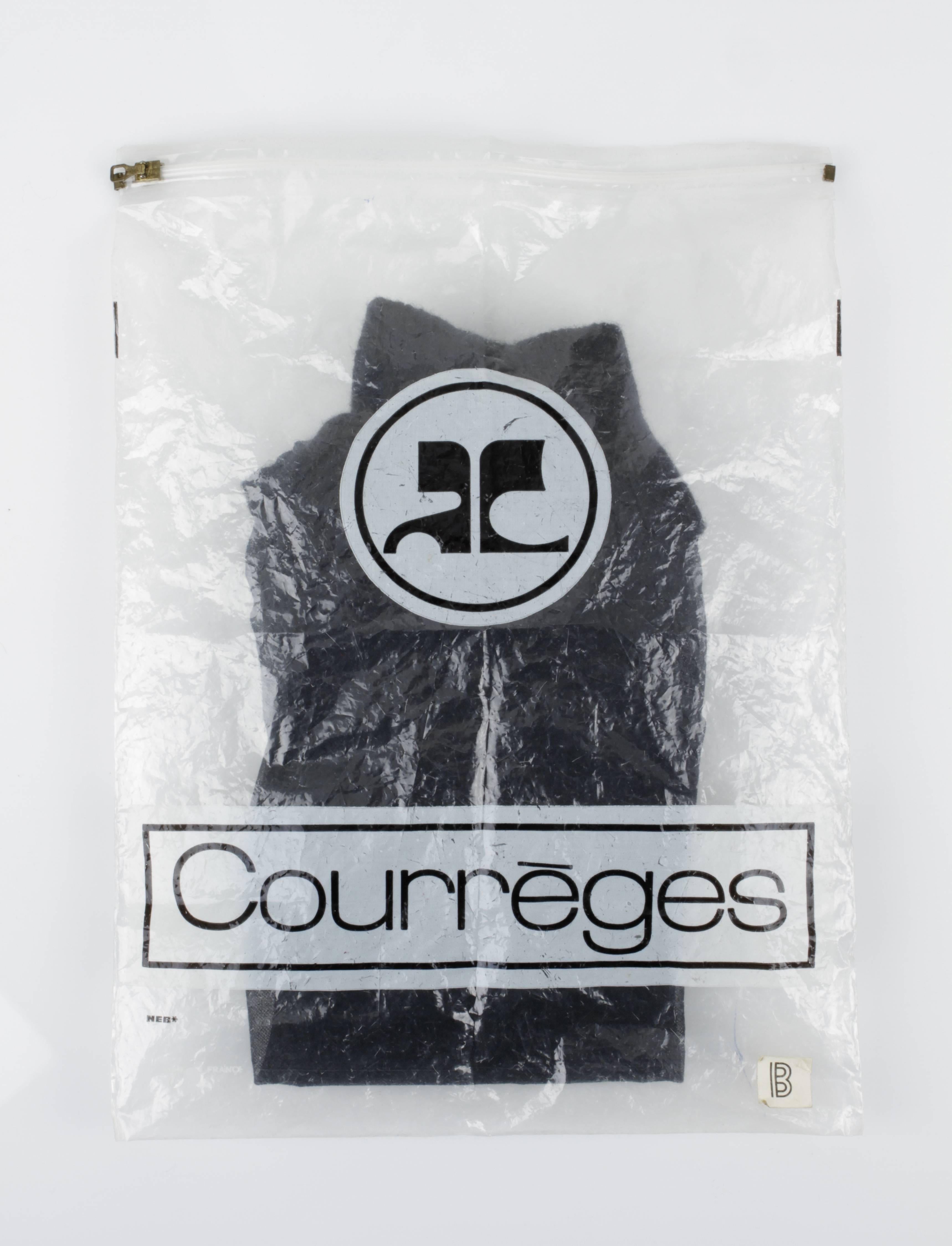 COURREGES PARIS c.1960's Black Sheer Mesh Signature Logo Mod Turtleneck Top 3