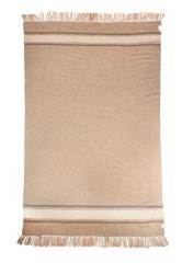 New BRUNELLO CUCINELLI Beige Gray Cream Fringe 100% Cashmere Large Throw Blanket