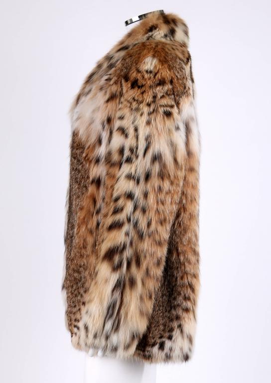 GENUINE BOBCAT Spotted Fur Large Collar Statement Stroller Coat Jacket