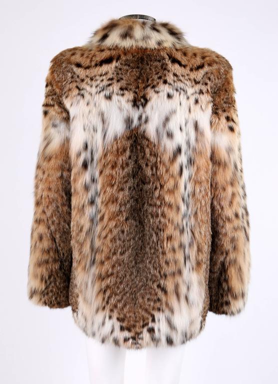 GENUINE BOBCAT Spotted Fur Large Collar Statement Stroller Coat Jacket