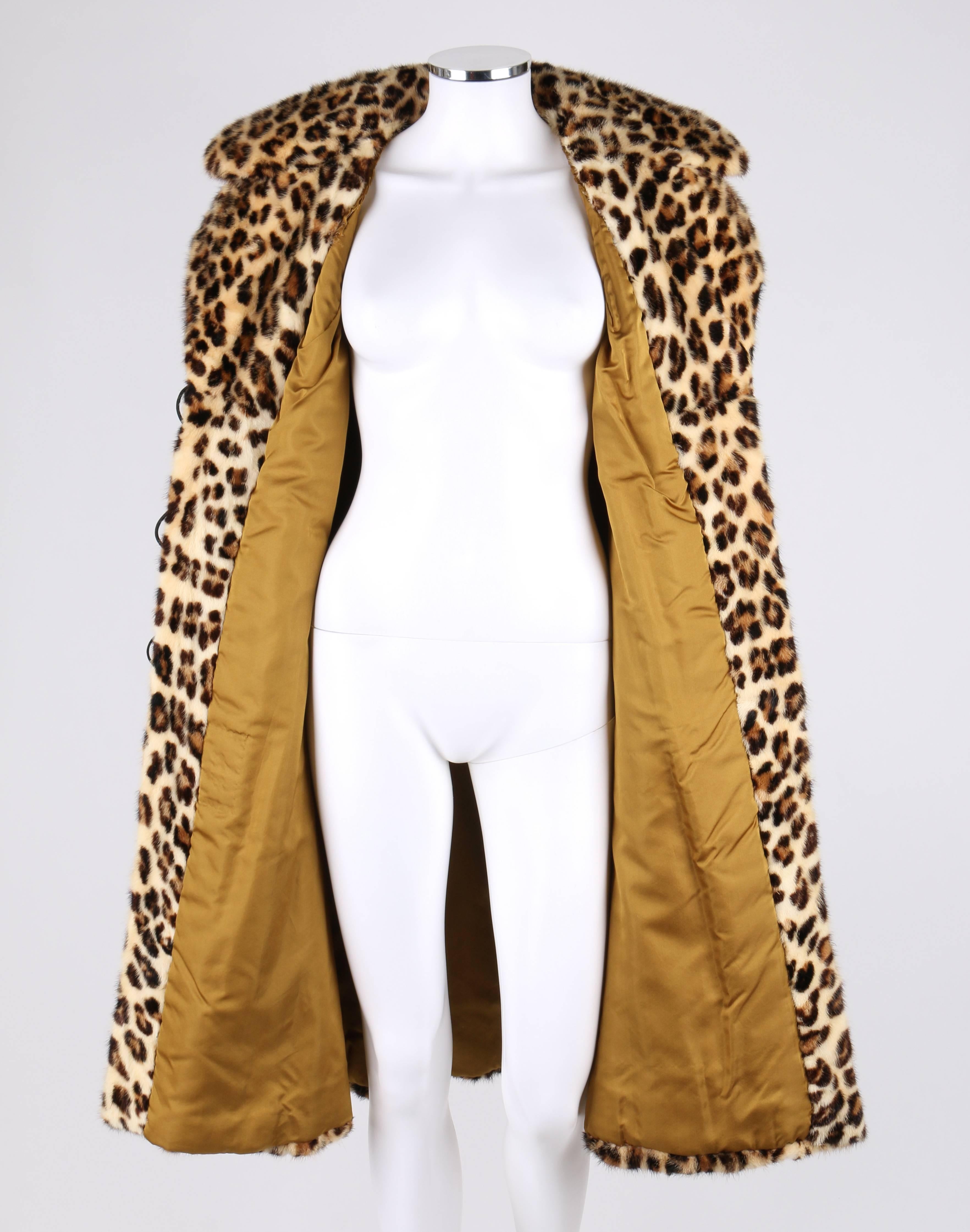 Beige FURS BY WILIBEL Genuine Mink With Leopard Animal Print Princess Coat Jacket