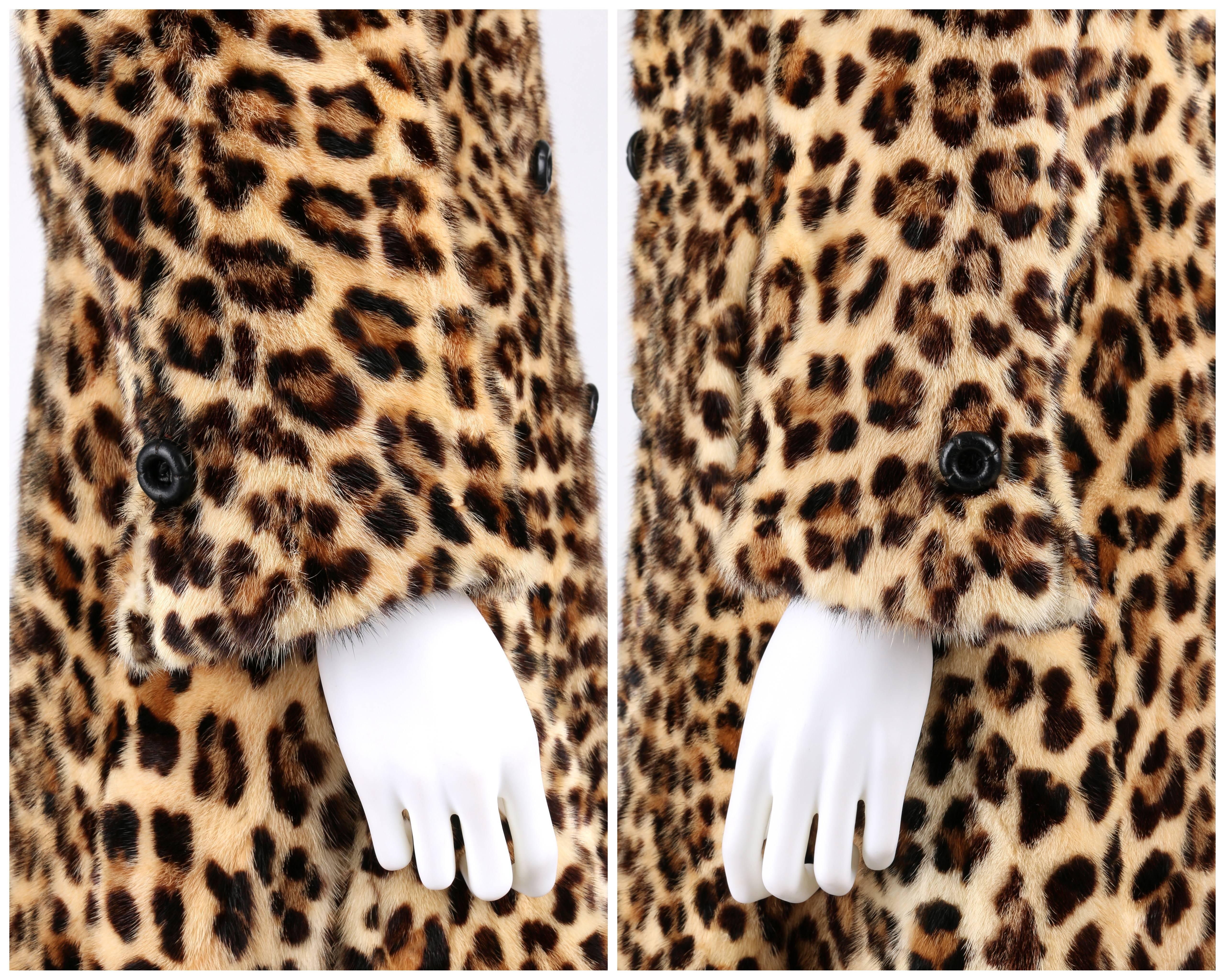 FURS BY WILIBEL Genuine Mink With Leopard Animal Print Princess Coat Jacket 1