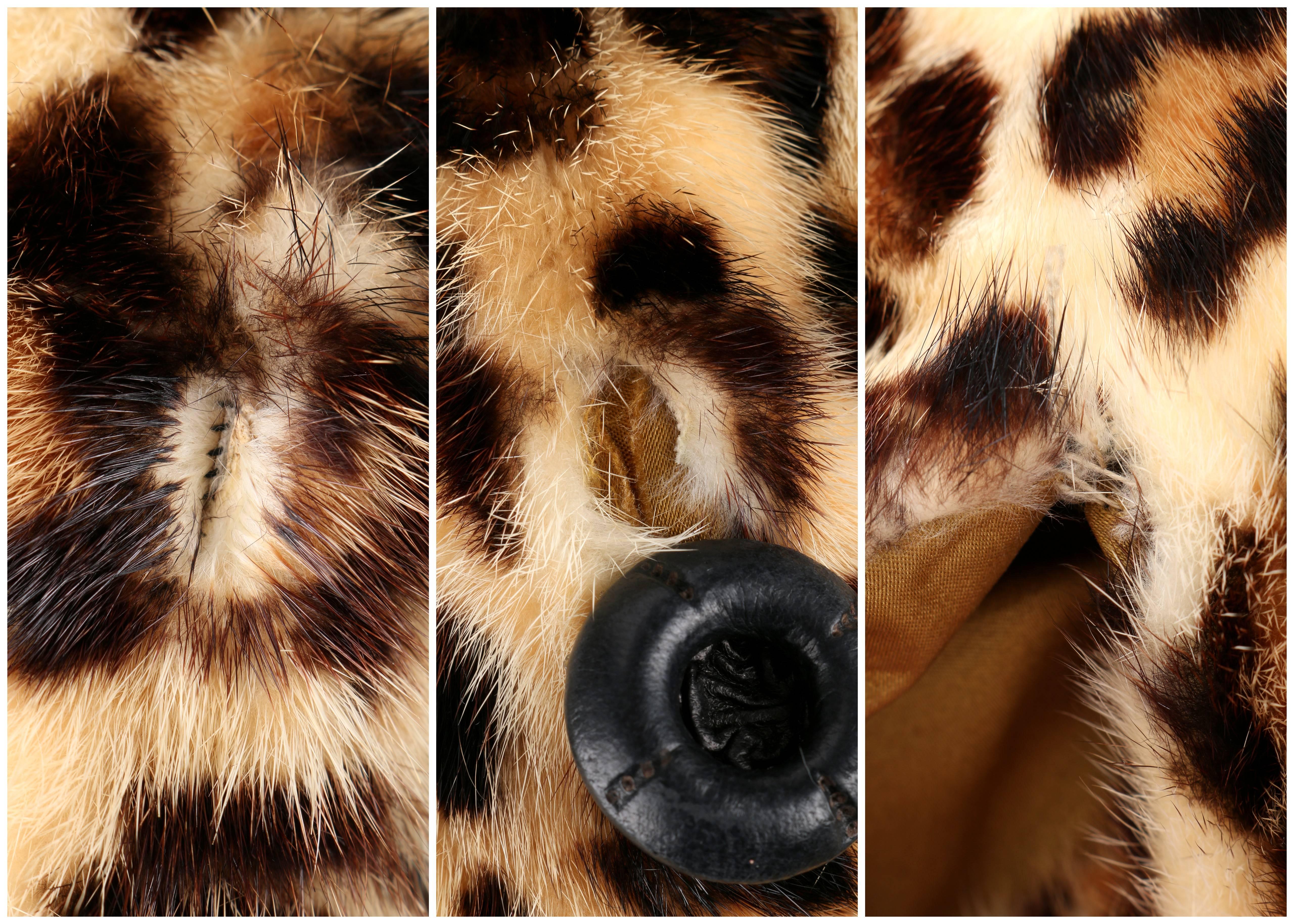 FURS BY WILIBEL Genuine Mink With Leopard Animal Print Princess Coat Jacket 3