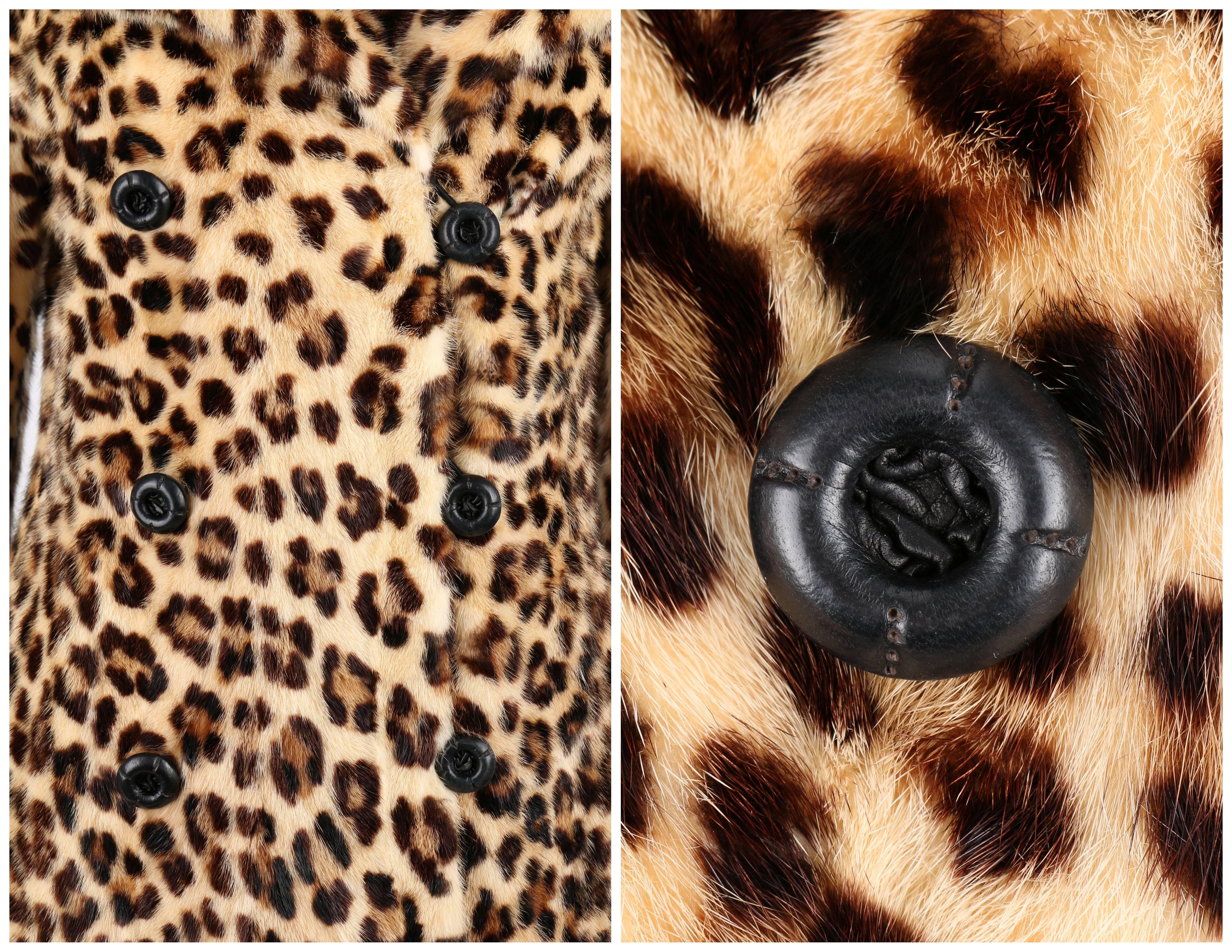 Women's FURS BY WILIBEL Genuine Mink With Leopard Animal Print Princess Coat Jacket