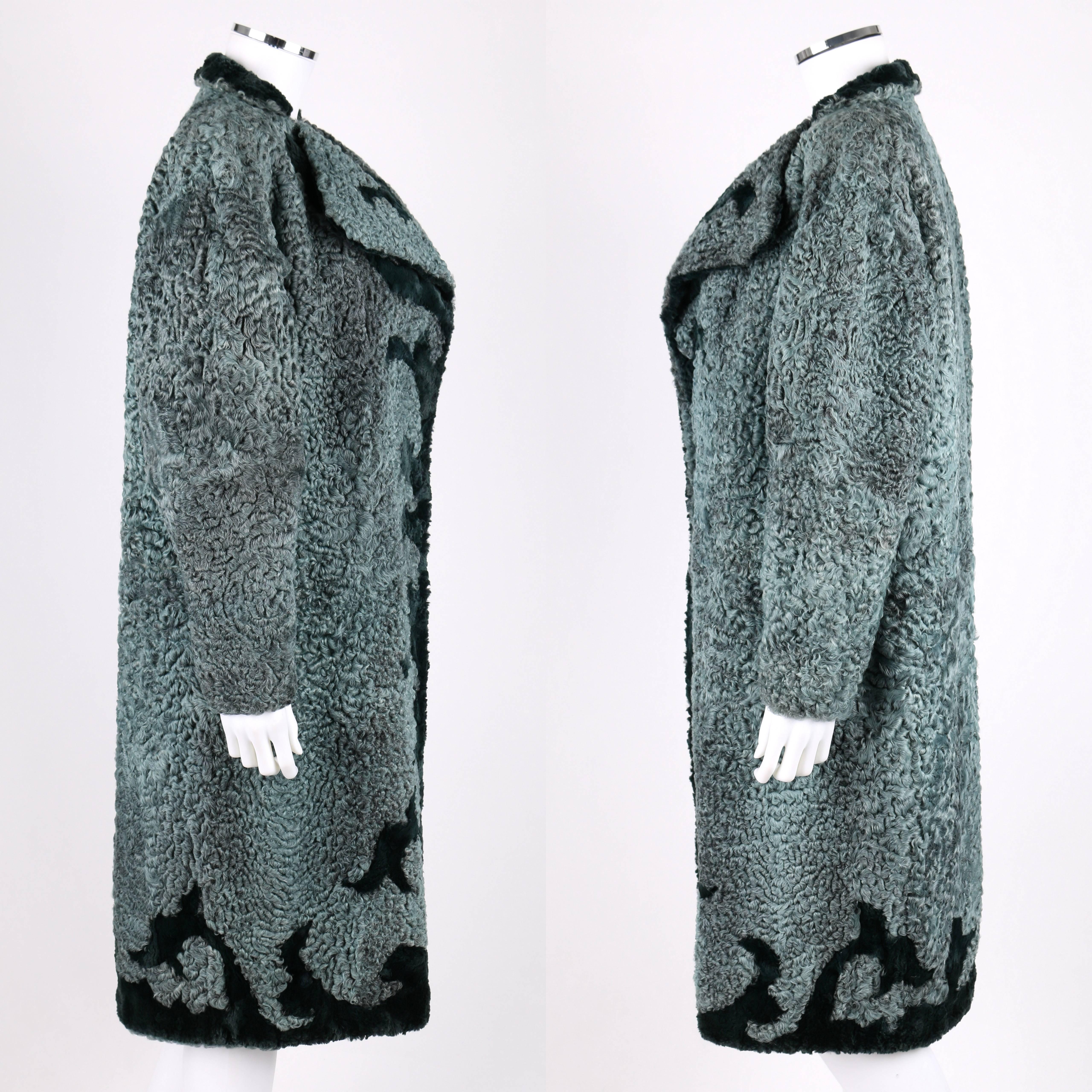 FENDI c.1980's KARL LAGERFELD Chinchilla Astrakhan Lamb Fur Reversible Coat In Excellent Condition In Thiensville, WI