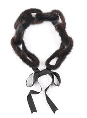 LEE MENICHETTI c.1970's Dark Brown Genuine Mink Fur Chain Link Ribbon Belt RARE