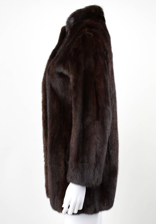 HERMES c.1960's Paris Brown Genuine Mink Fur Button Front MidLength