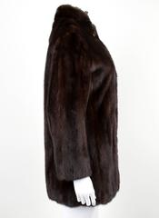 HERMES c.1960's Paris Brown Genuine Mink Fur Button Front Mid-Length Car Coat