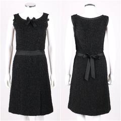 CHANEL c.1960's Haute Couture Black Boucle Wool Mink Coat & Sleeveless Dress Set
