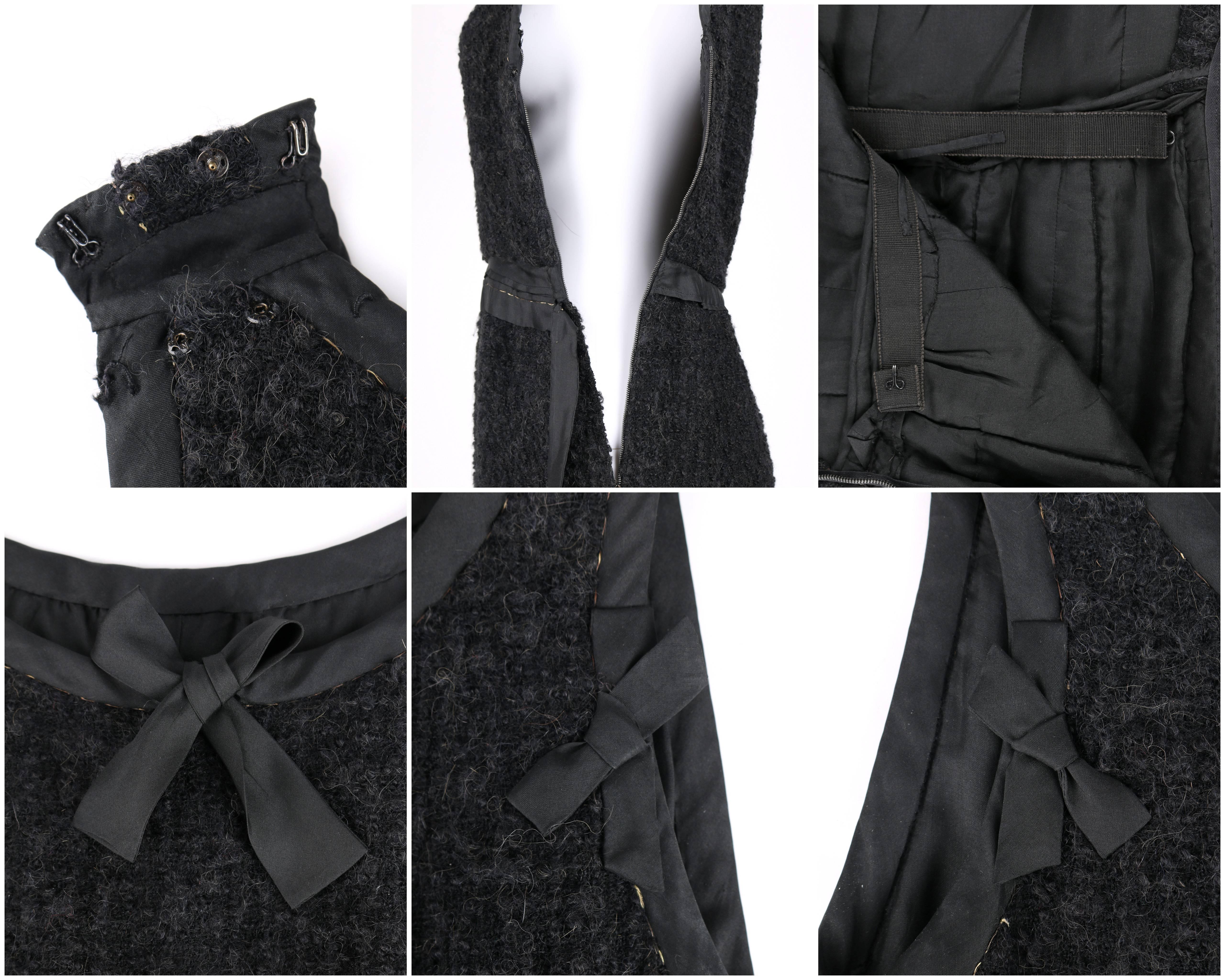 CHANEL c.1960's Haute Couture Black Boucle Wool Mink Coat & Sleeveless Dress Set 3