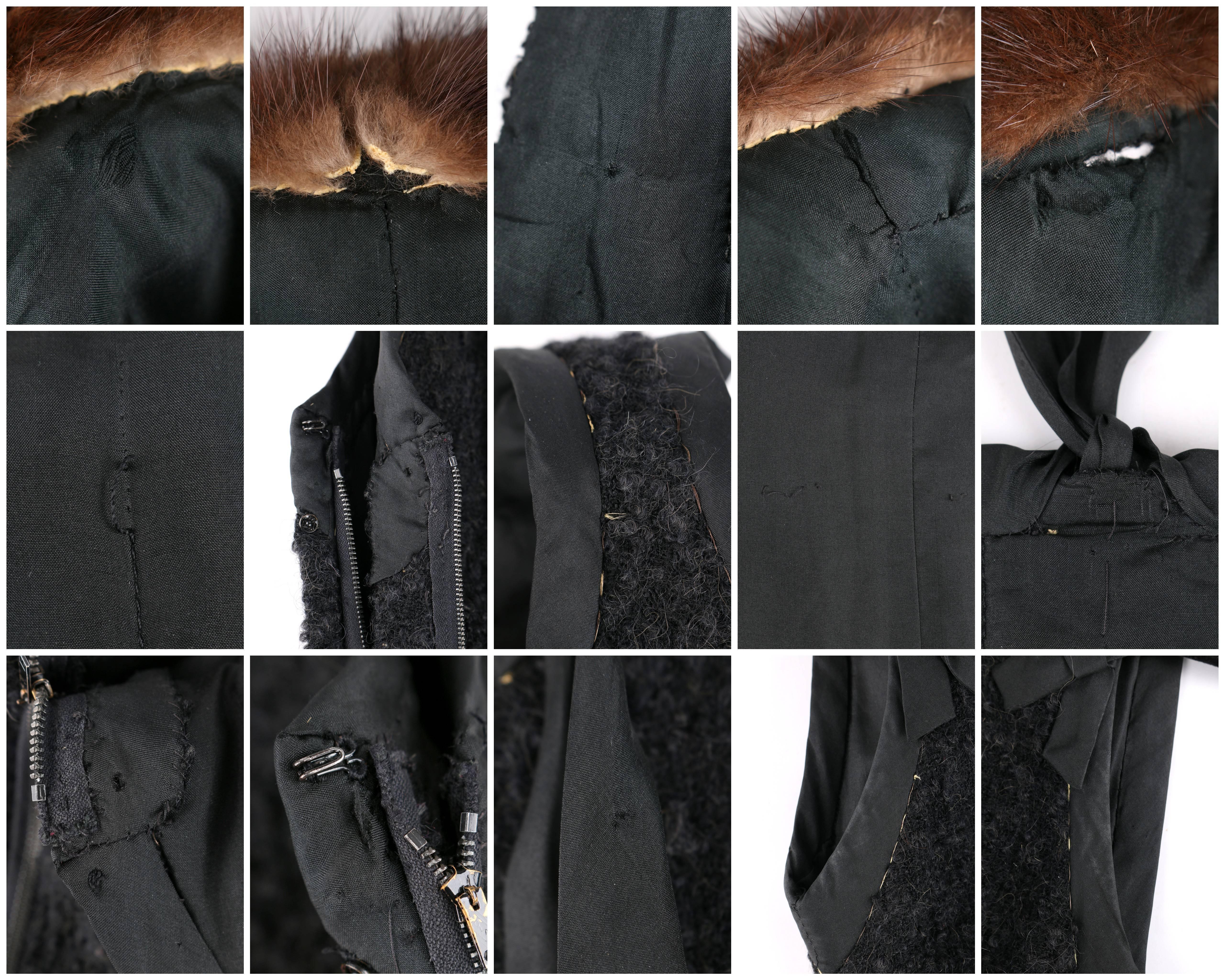 CHANEL c.1960's Haute Couture Black Boucle Wool Mink Coat & Sleeveless Dress Set 6