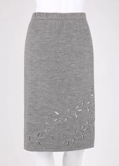 GIVENCHY COUTURE A/W 1998 ALEXANDER McQUEEN Gray Cut Work Knit Pencil Skirt