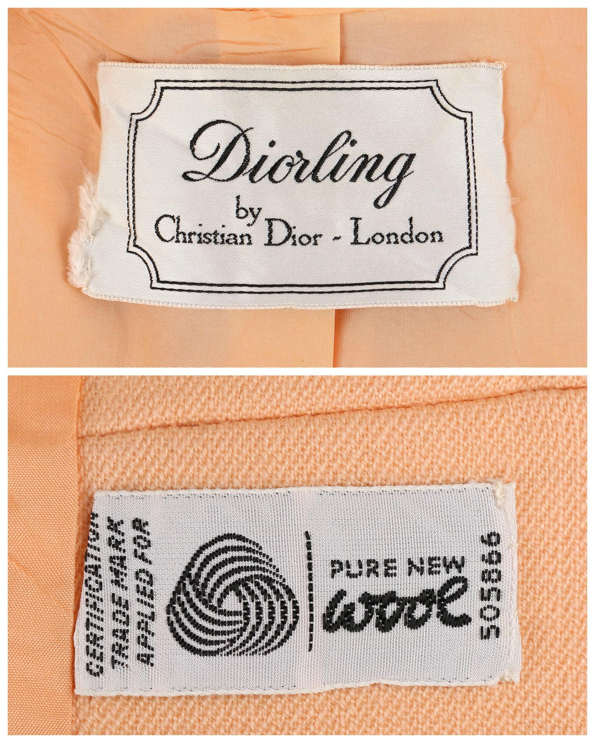 Orange Diorling by CHRISTIAN DIOR c.1960's Peach Wool Button Front Mod Princess Coat