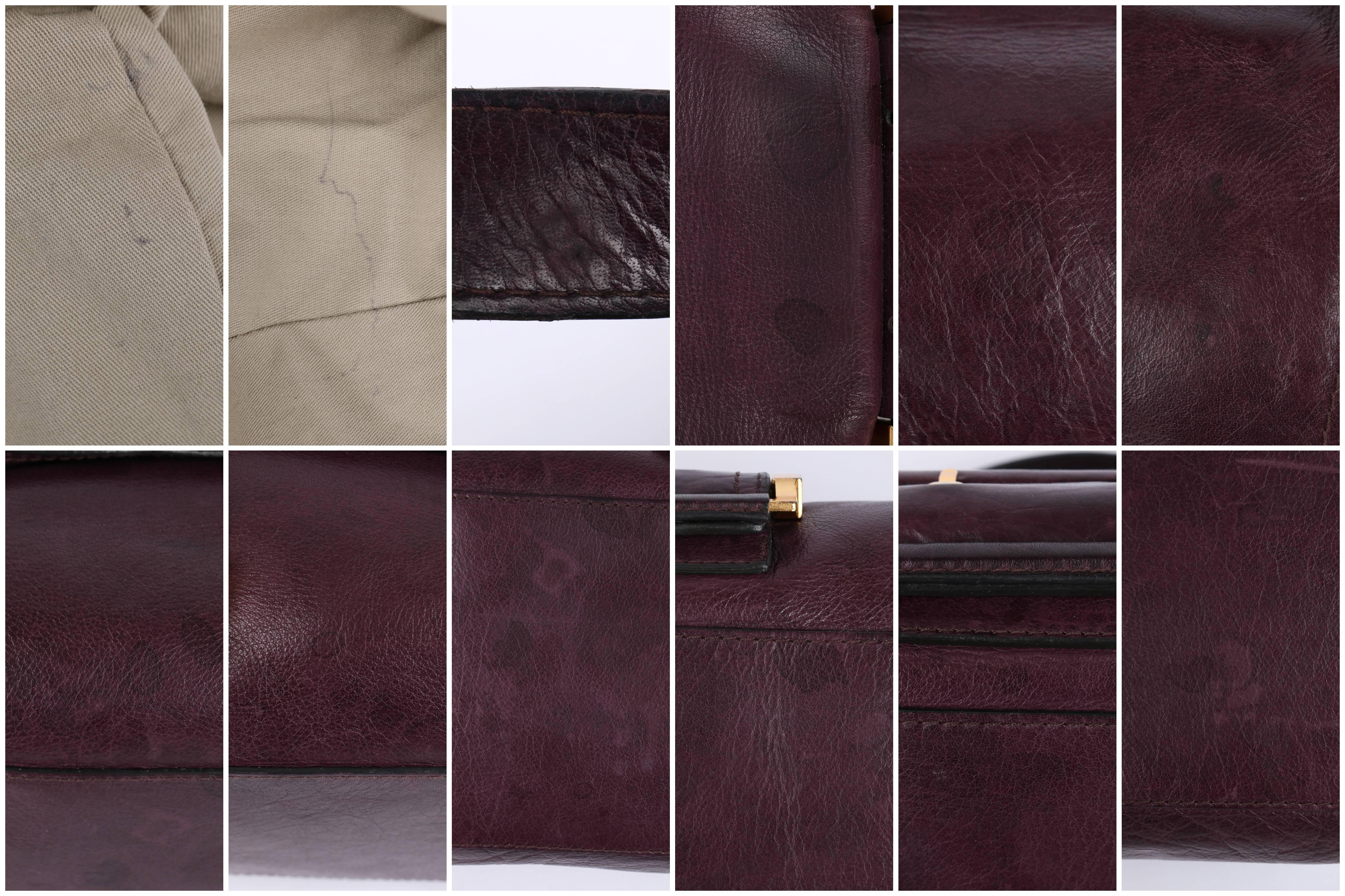 GIVENCHY c.2007 Plum Leather East-West Buckle Front Satchel Handbag Purse 2