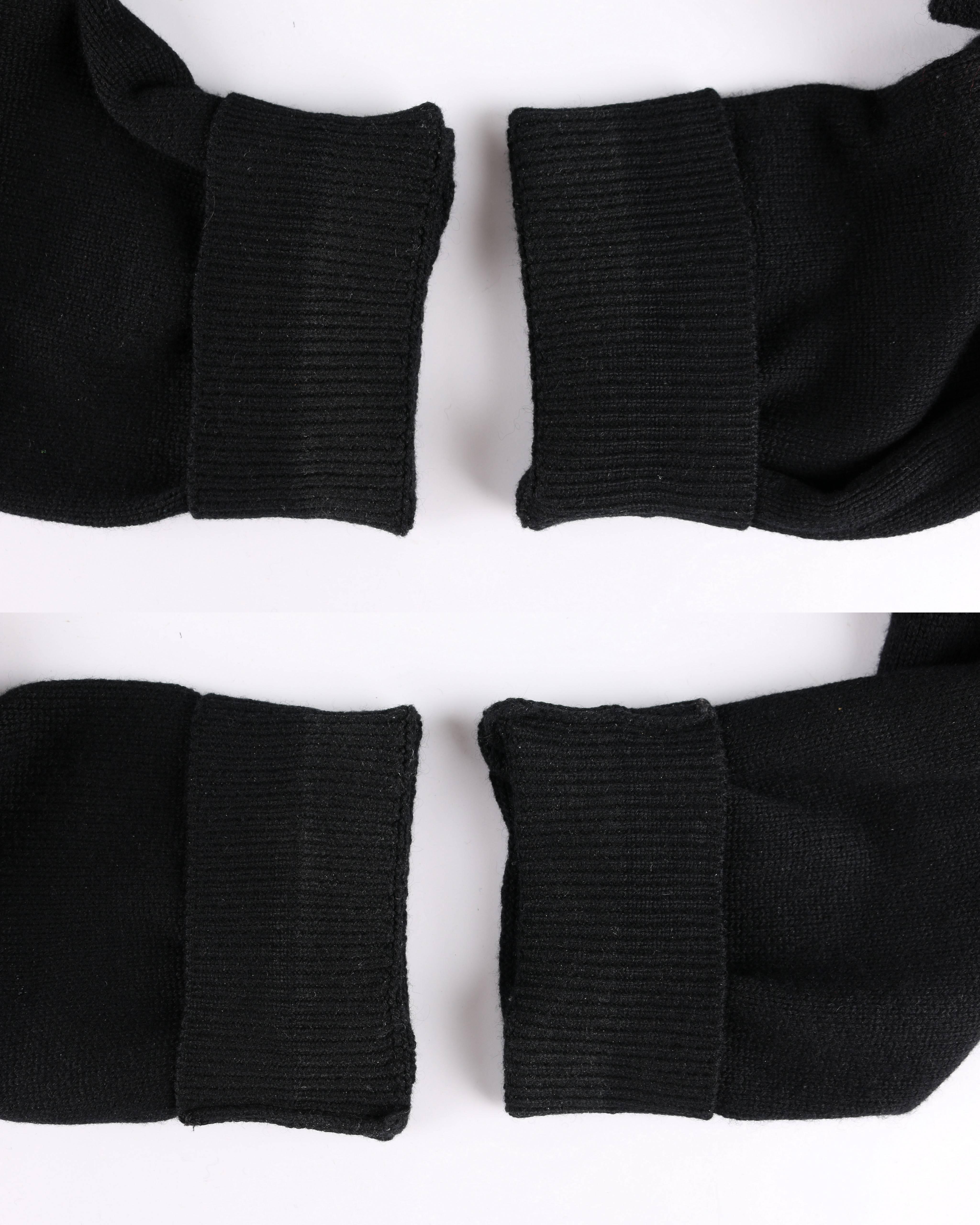 HERMES Black Scottish Cashmere Boyfriend Cut Button Front Cardigan Sweater 38 2