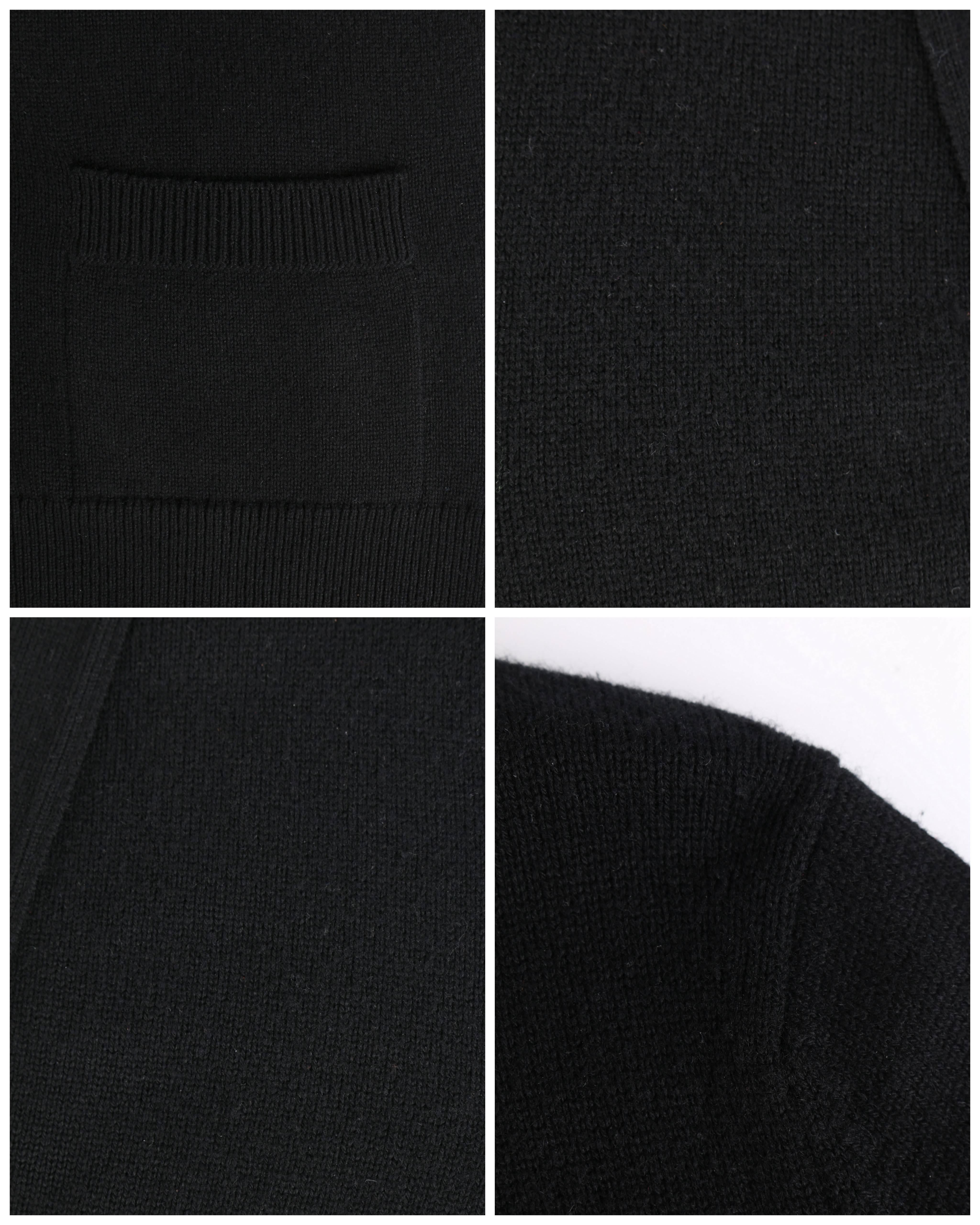 HERMES Black Scottish Cashmere Boyfriend Cut Button Front Cardigan Sweater 38 1