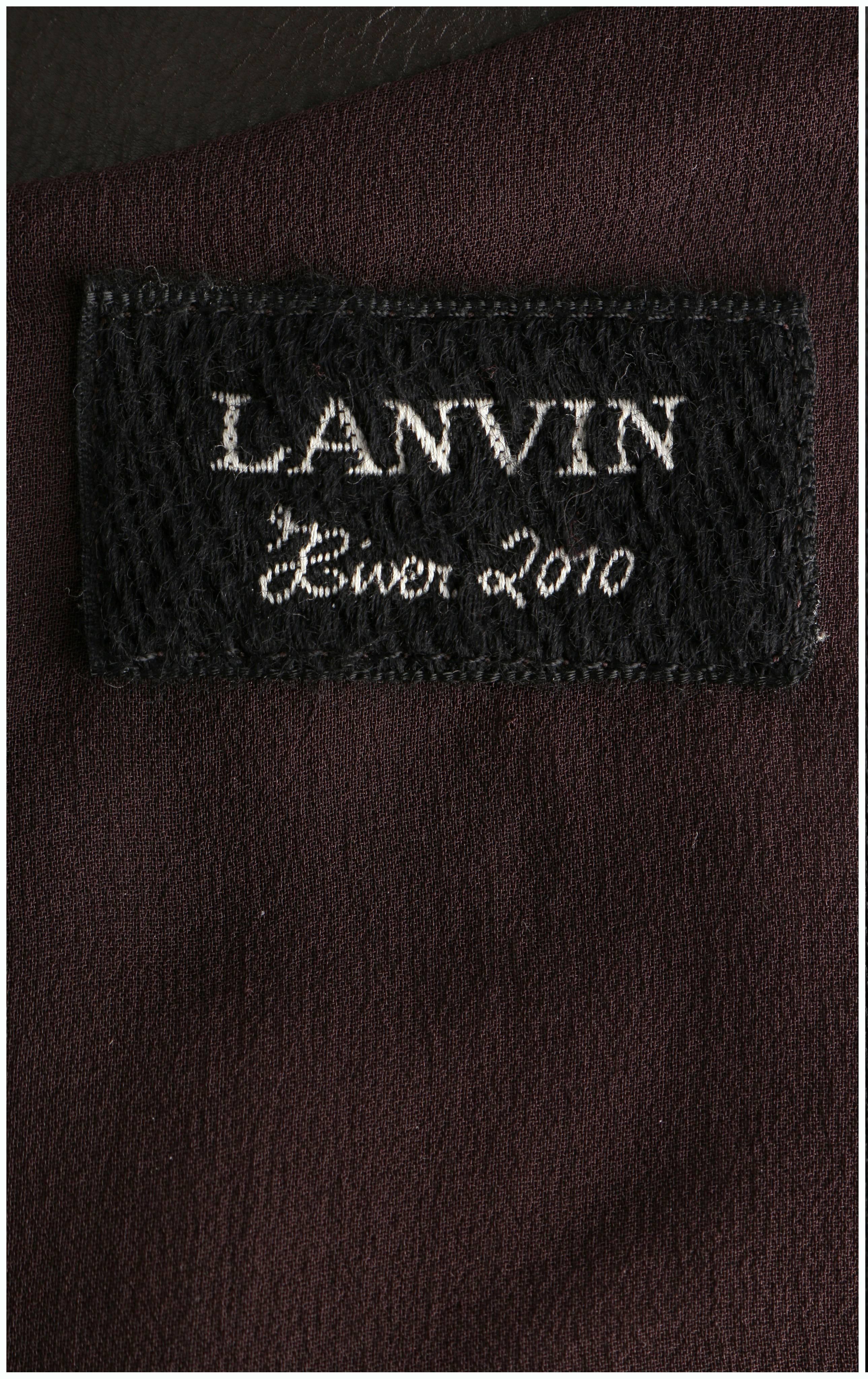 LANVIN F/W 2010 Runway Collection Dark Brown Calf Leather Shirt Structured Top 3