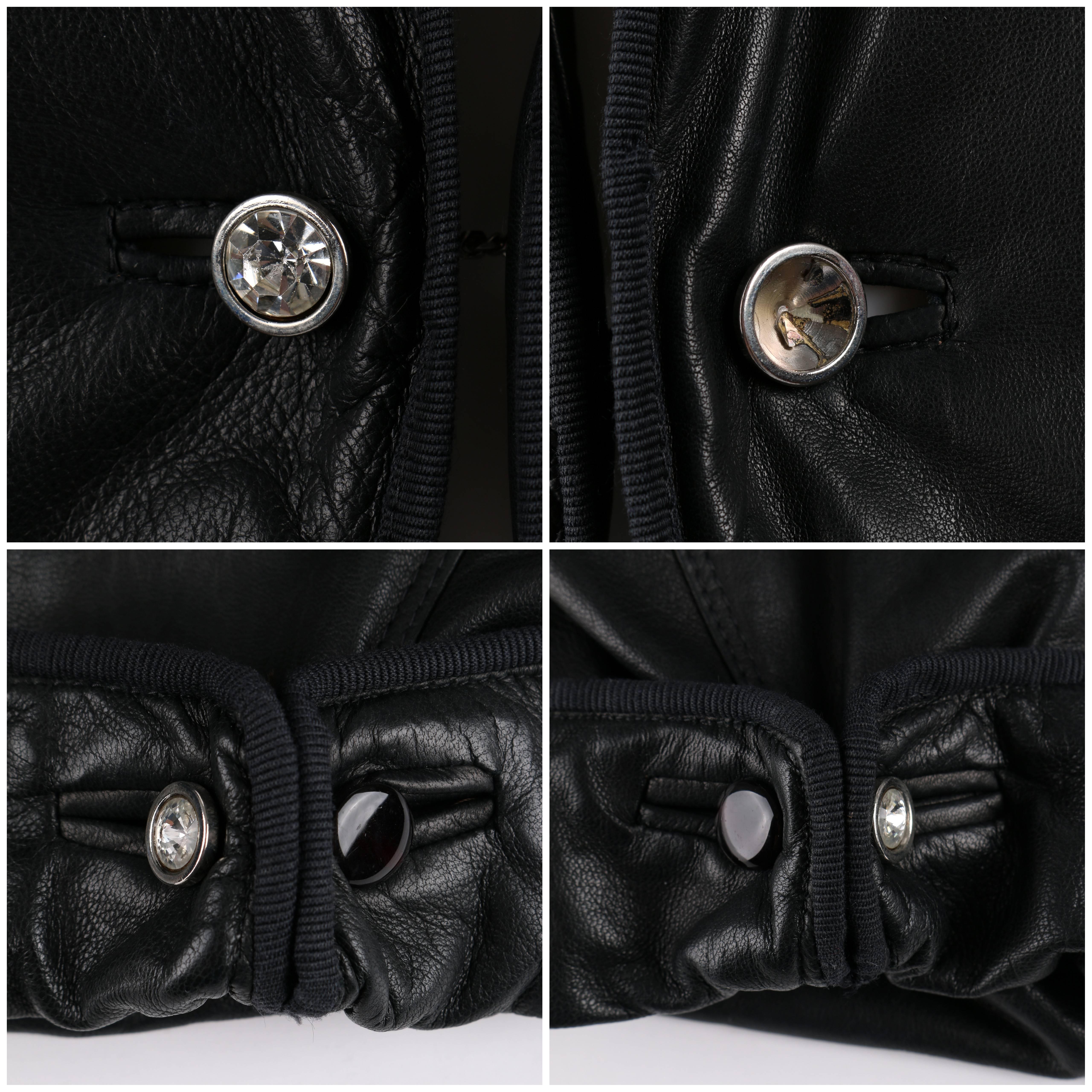 GIANNI VERSACE c.1980's Black Leather Cropped Blazer Jacket  For Sale 3