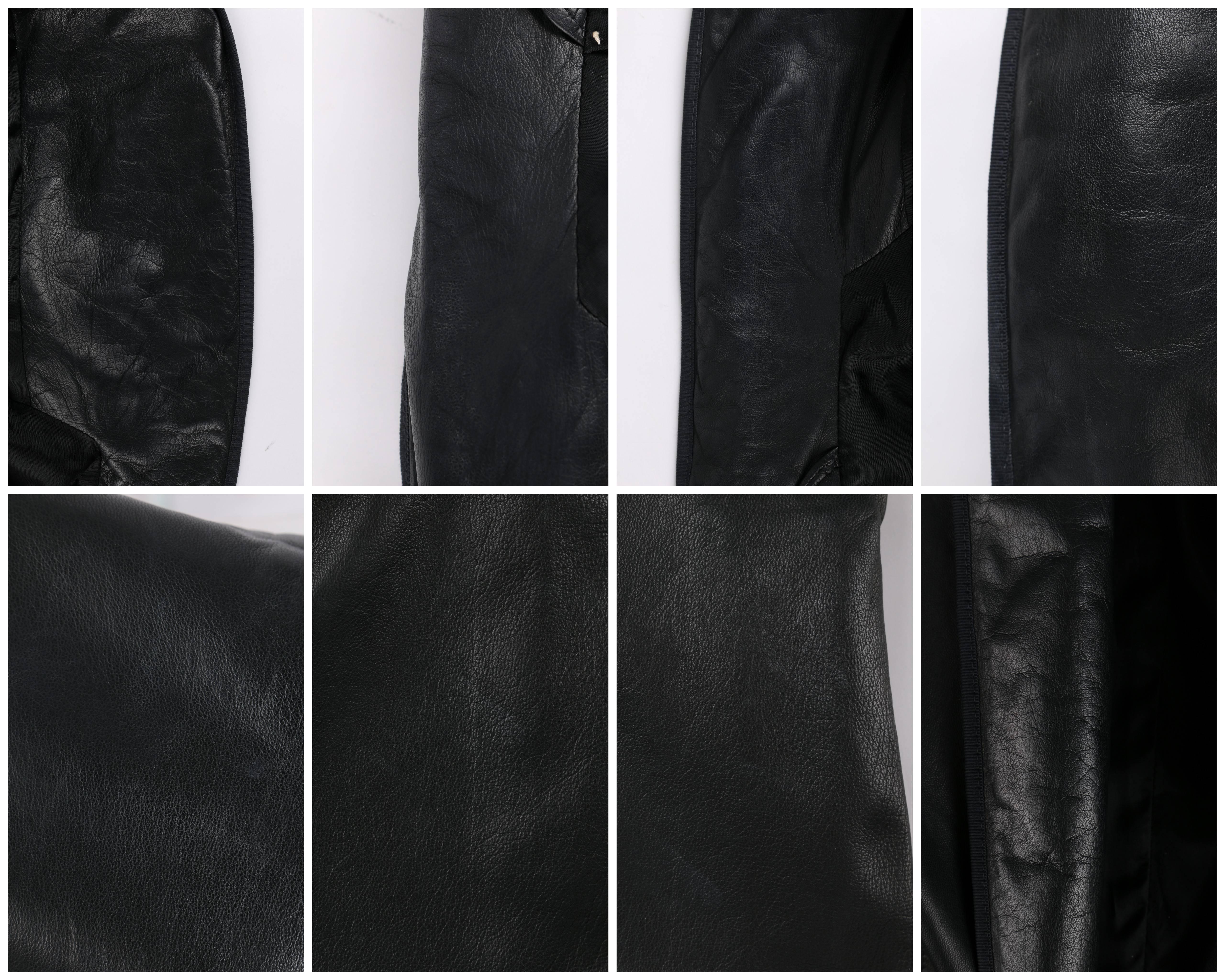 GIANNI VERSACE c.1980's Black Leather Cropped Blazer Jacket For Sale 4