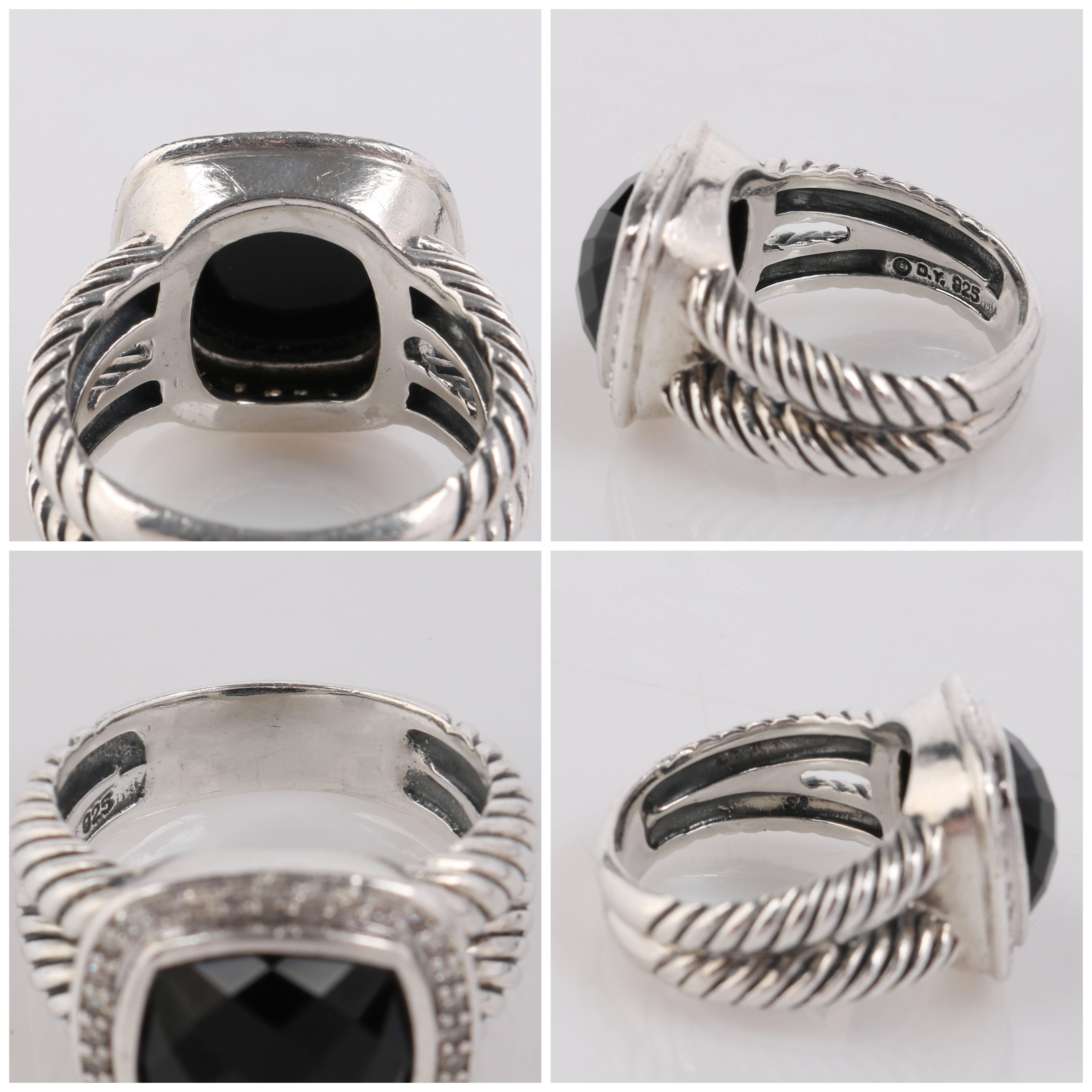 DAVID YURMAN Albion Black Onyx Diamond Sterling Silver Cable RIng 1