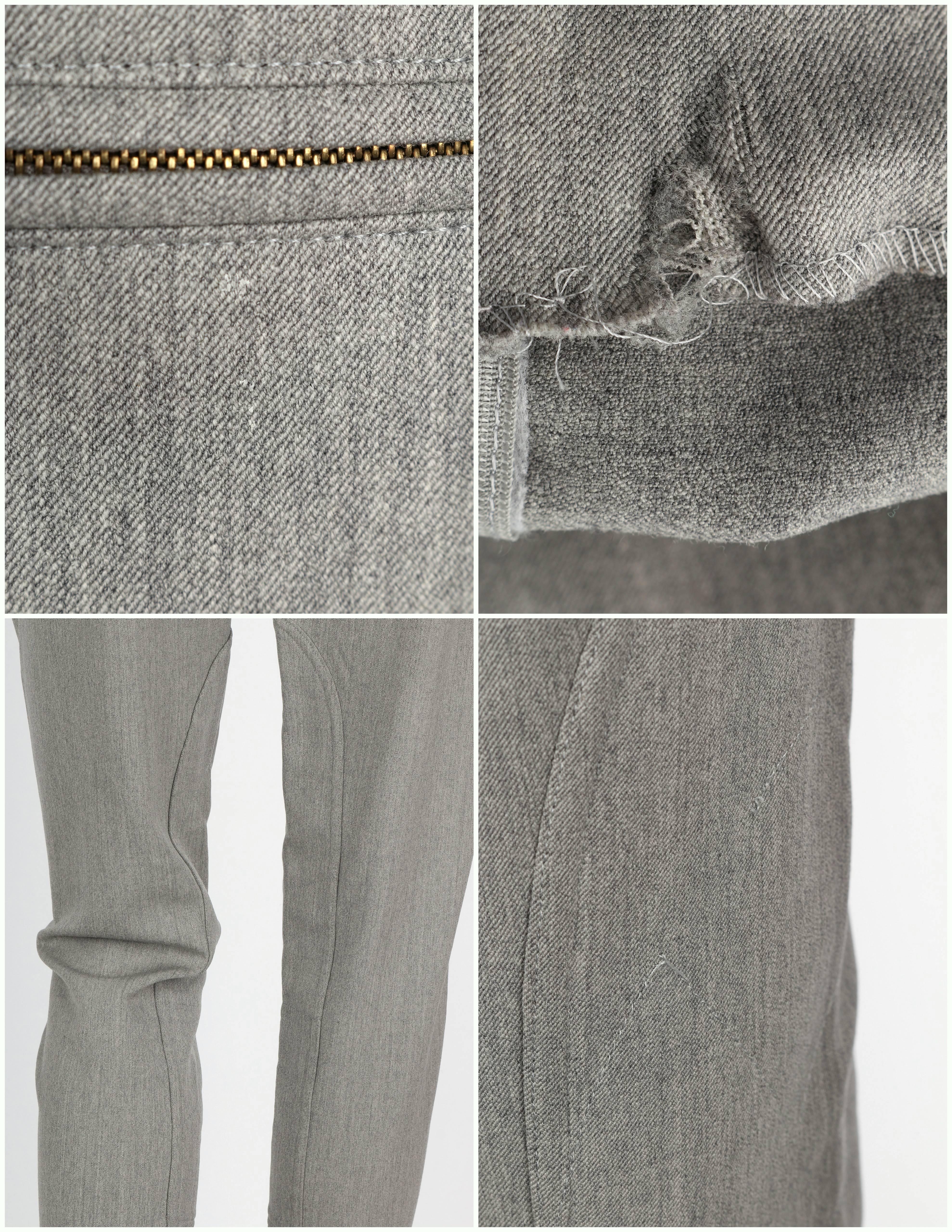 HERMES c.1990's Gray Wool Skinny Leg High Waisted Equestrian Pants Jodhpurs 2