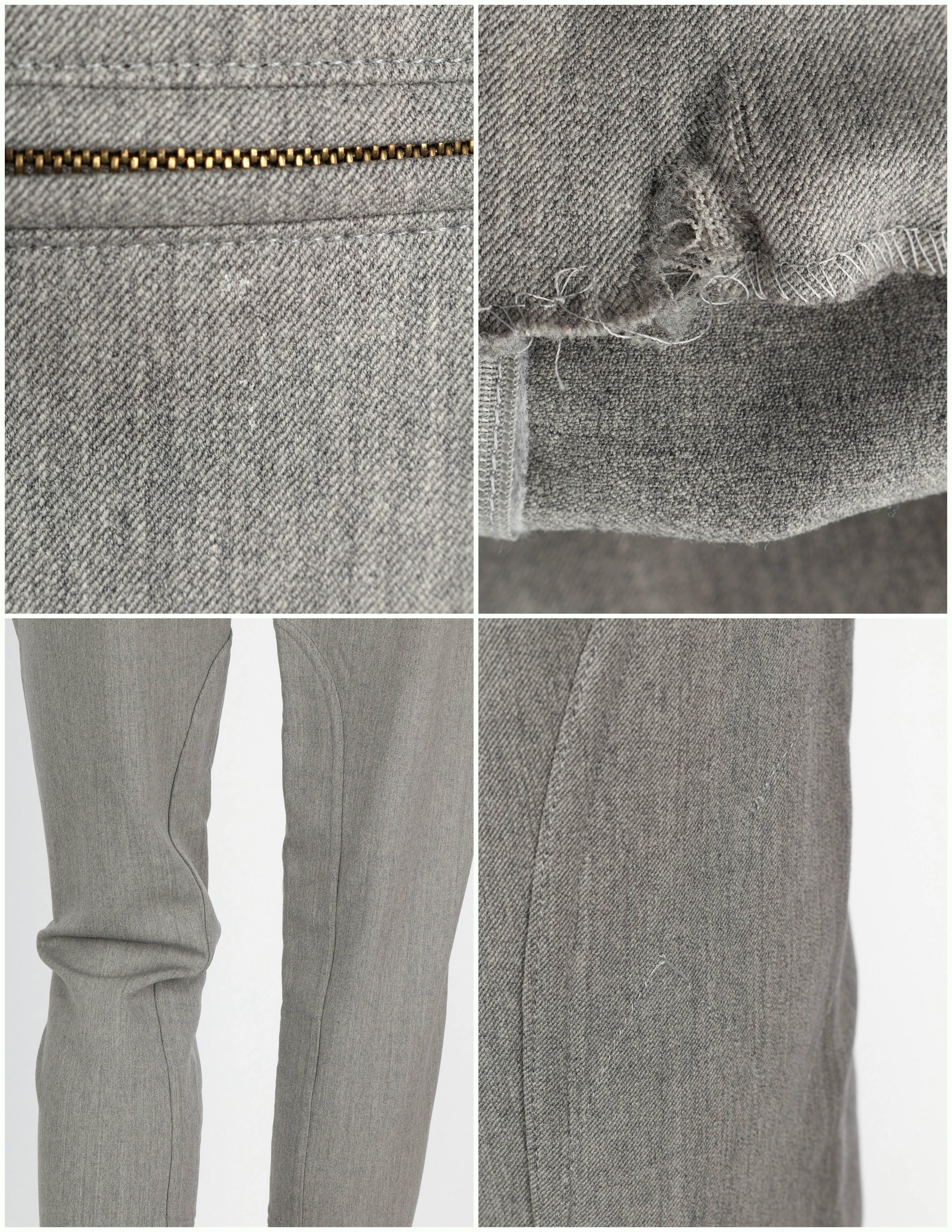 HERMES c.1990's Gray Wool Skinny Leg High Waisted Equestrian Pants Jodhpurs  2