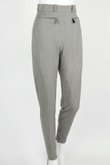HERMES c.1990's Gray Wool Skinny Leg High Waisted Equestrian Pants Jodhpurs