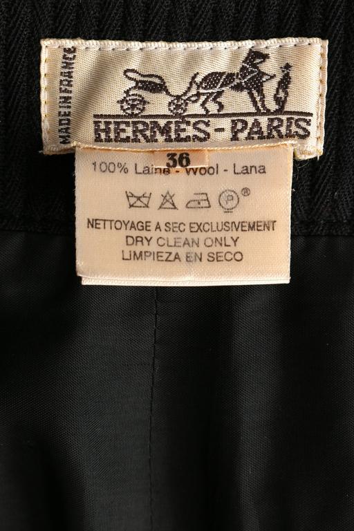 HERMES c.1990's Classic Black Wool High Waisted Wide Leg Pants at ...