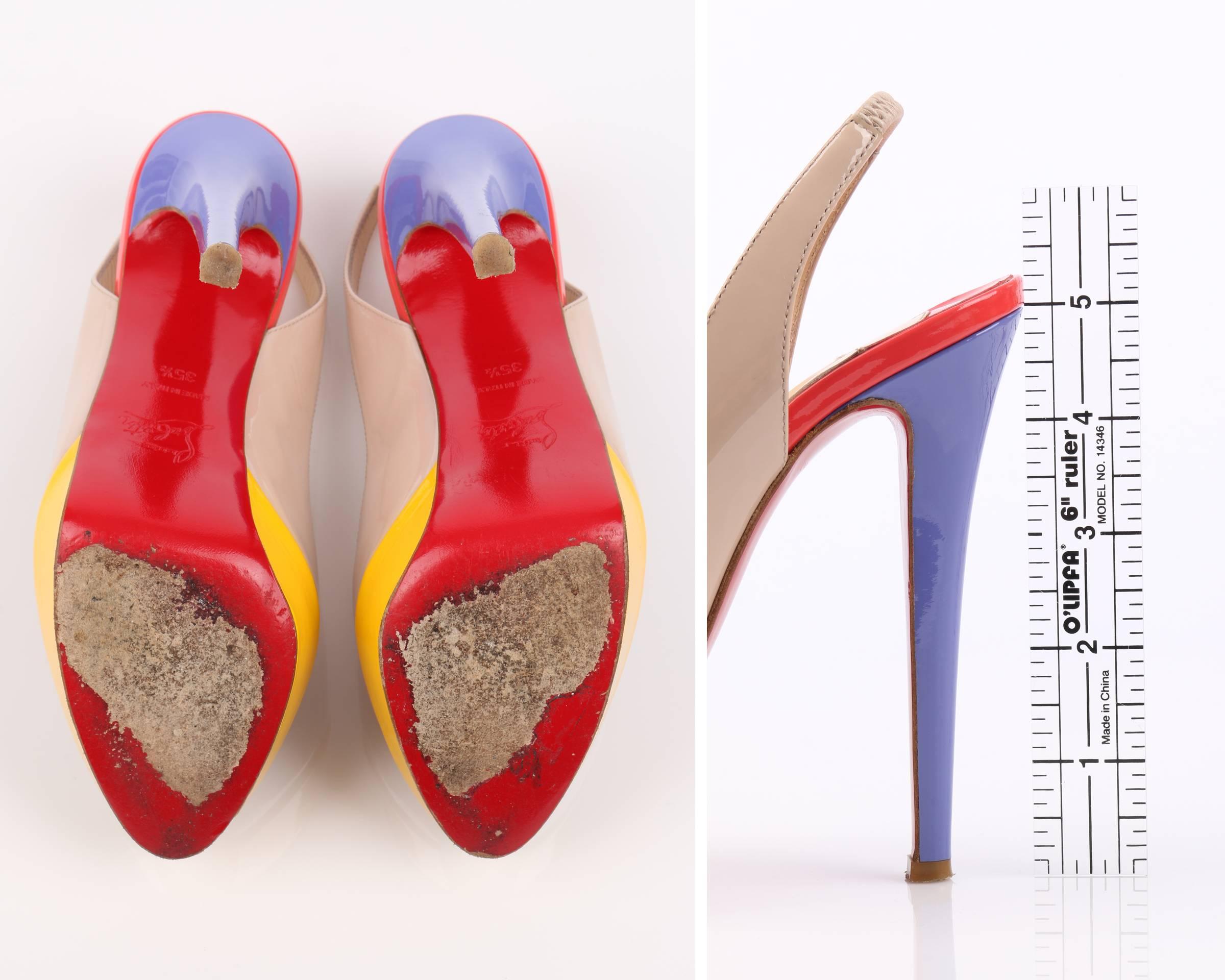 CHRISTIAN LOUBOUTIN Bianca Multi Color Slingback Platform Pumps High Heels Shoes 1