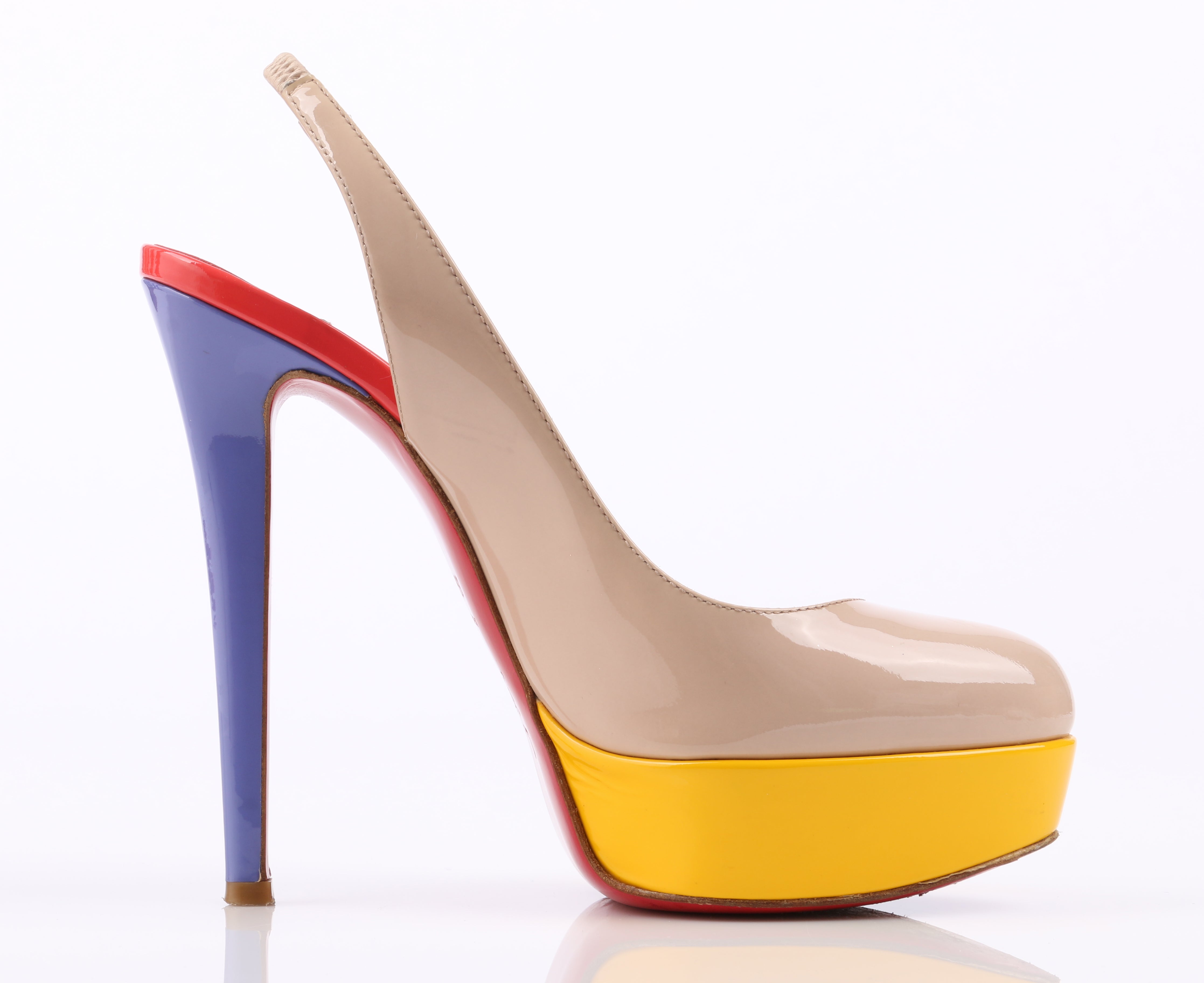 CHRISTIAN LOUBOUTIN Bianca Multi Color Slingback Platform Pumps High Heels  Shoes For Sale at 1stDibs | louboutin multicolor heels, multi color heels,  multi color pumps