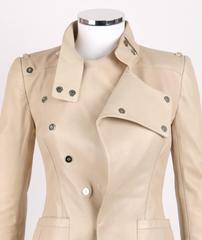 BALENCIAGA Pre-Fall 2010 Beige Lambskin Leather Asymmetrical Closure Jacket