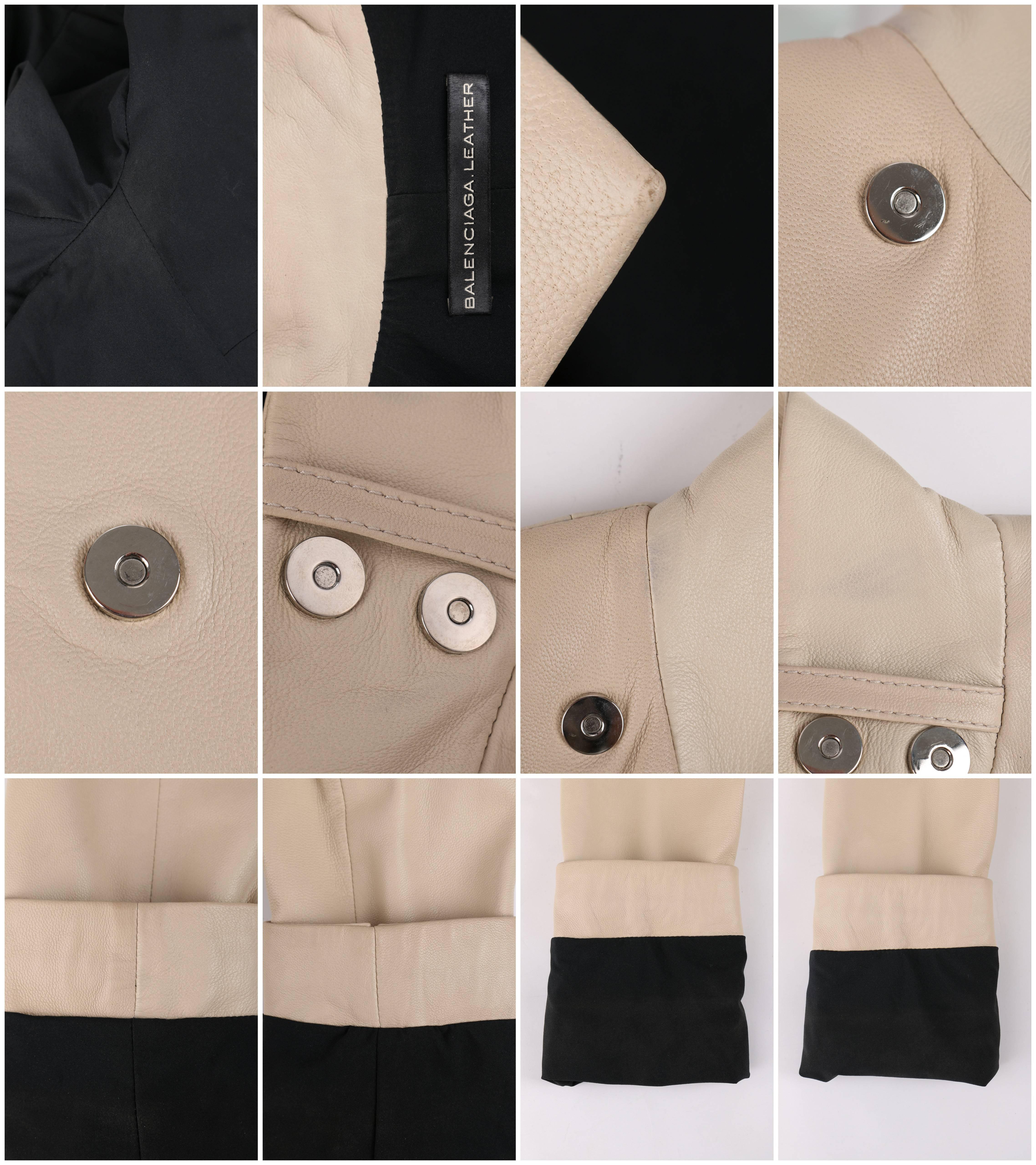 BALENCIAGA Pre-Fall 2010 Beige Lambskin Leather Asymmetrical Closure Jacket  For Sale 2