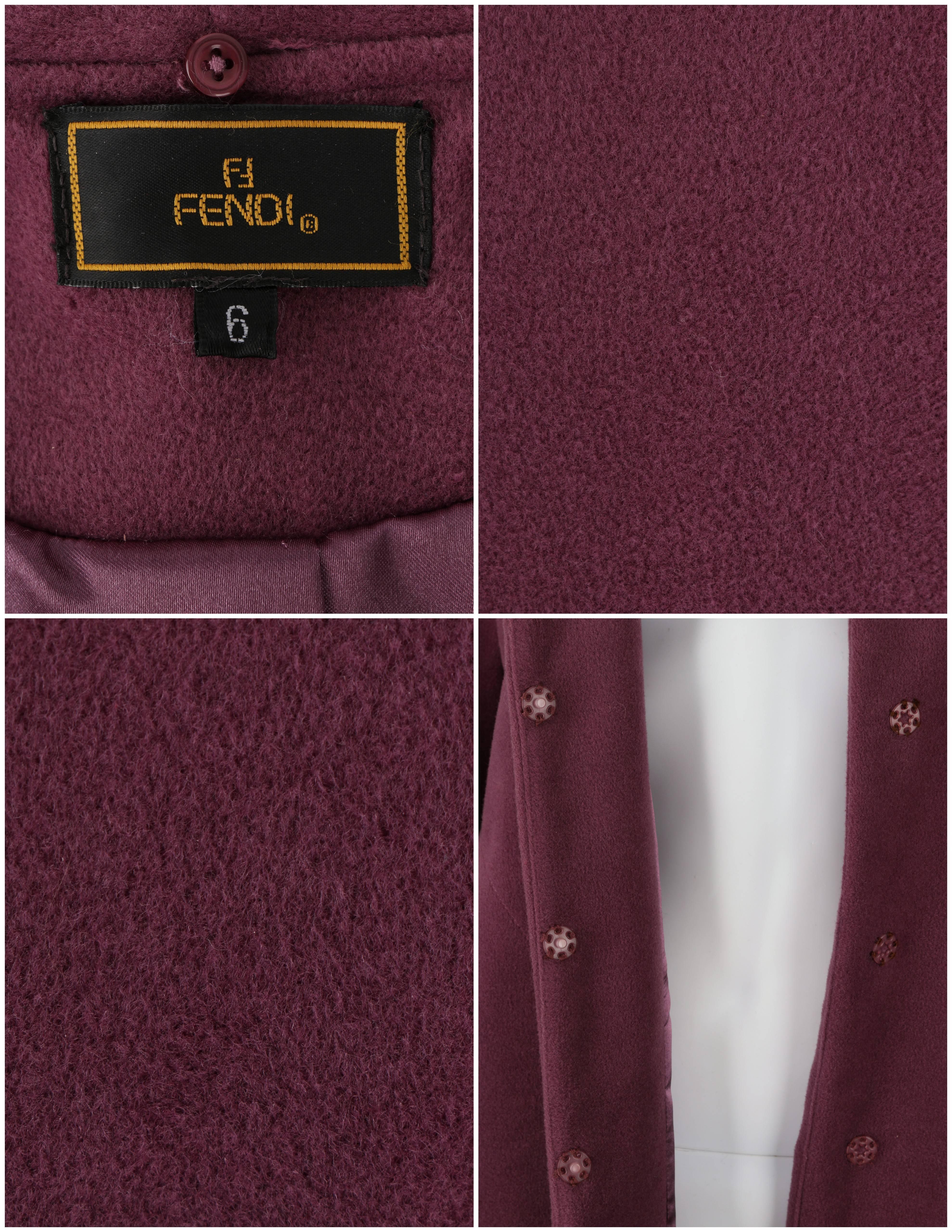 FENDI A/W 2005 KARL LAGERFELD Purple Cashmere Detachable Rex Fur Collar Coat 5
