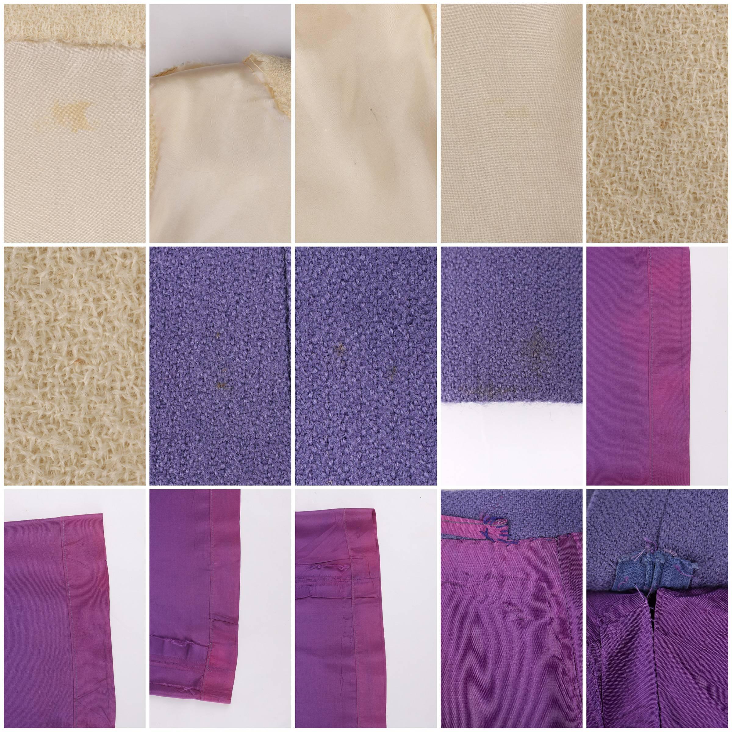 JEANNE LANVIN c.1960's 3 Piece Purple & Ivory Wool Blazer Tank Top Skirt Suit 3