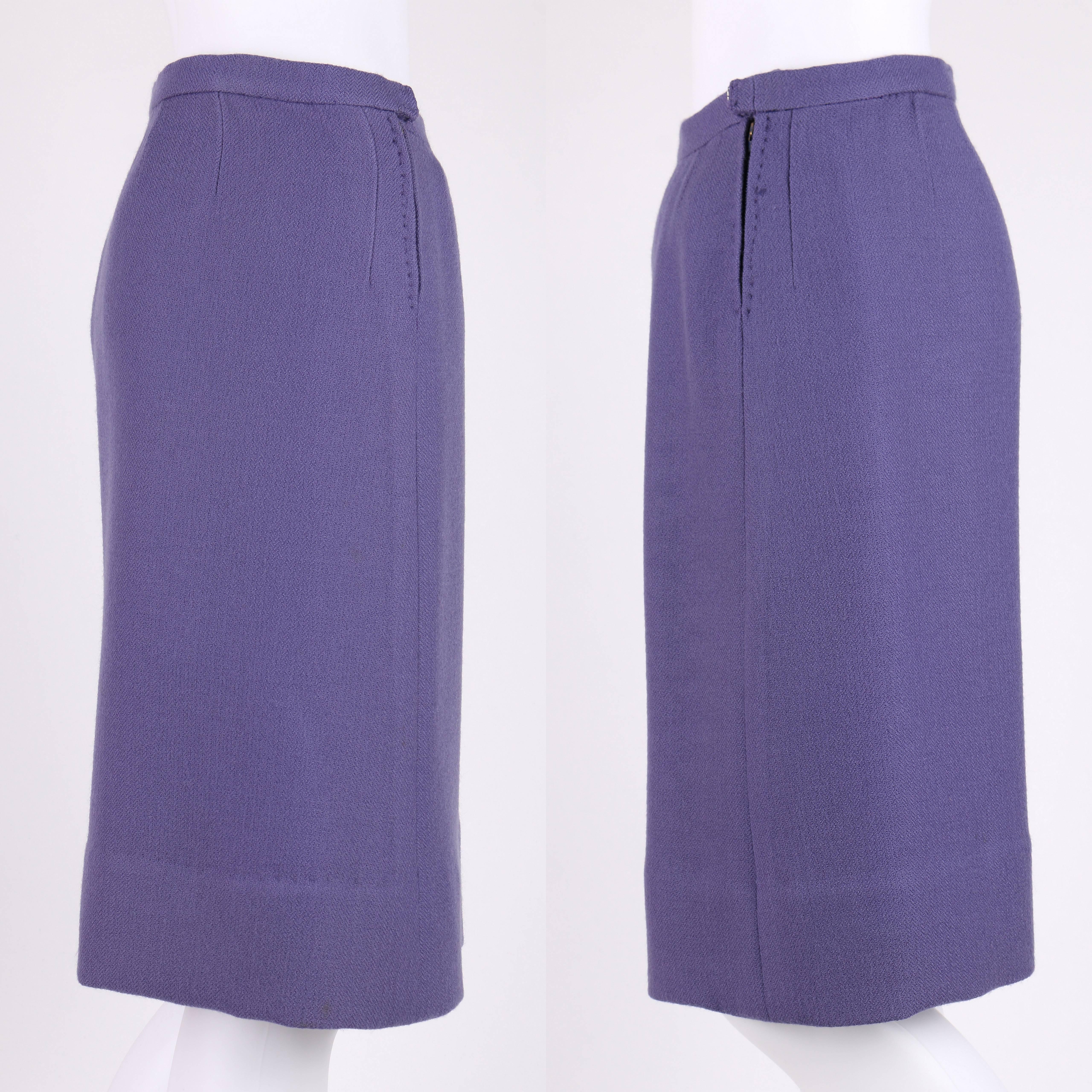 Women's JEANNE LANVIN c.1960's 3 Piece Purple & Ivory Wool Blazer Tank Top Skirt Suit