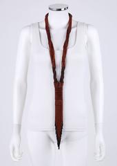 SUSAN GREEN "NLT" Long Beaded Fiber Wrapped Fringe Artware Statement Necklace