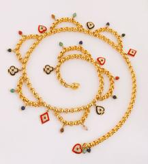 JUDITH LEIBER Gold-Tone Embellished Card Suit Crystal Charm Chain Belt